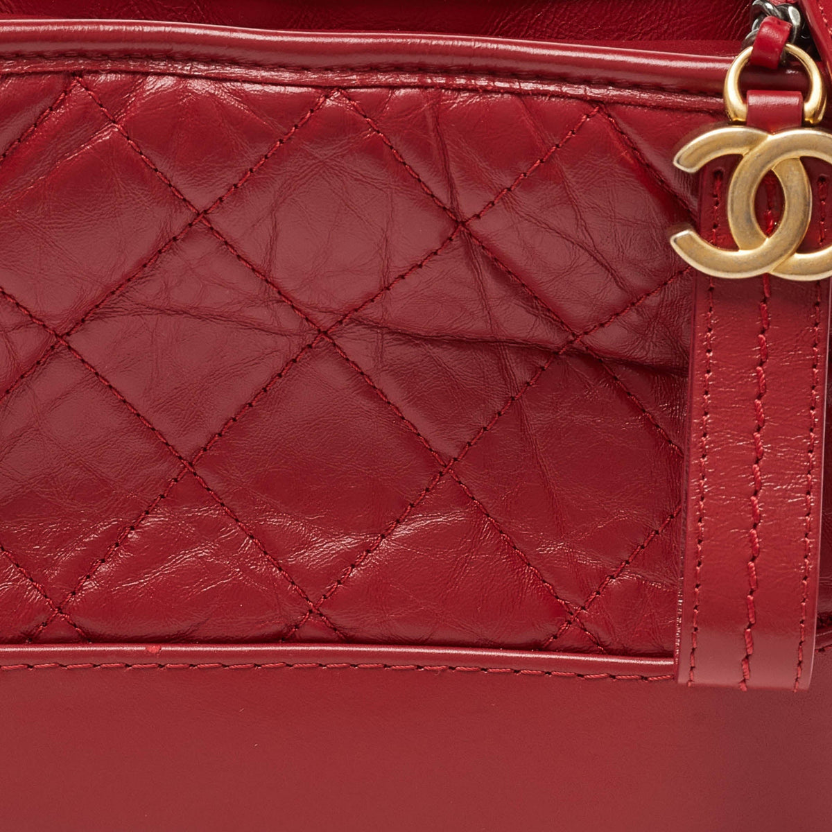 CHANEL Red Quilted Aged Leather Small Gabrielle Hobo