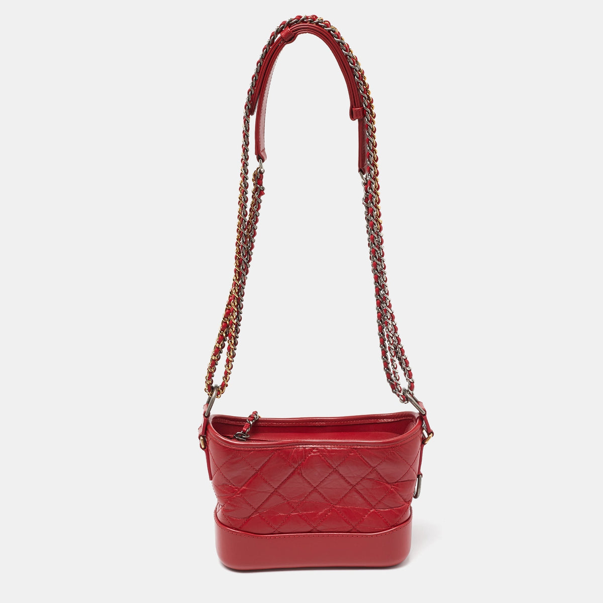 CHANEL Red Quilted Aged Leather Small Gabrielle Hobo