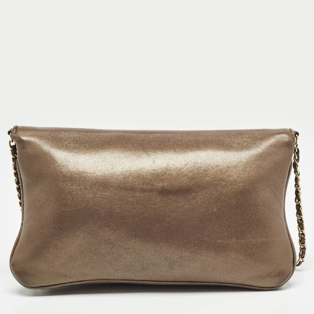 CHANEL Olive Green Quilted Leather Reissue Lock Chain Clutch