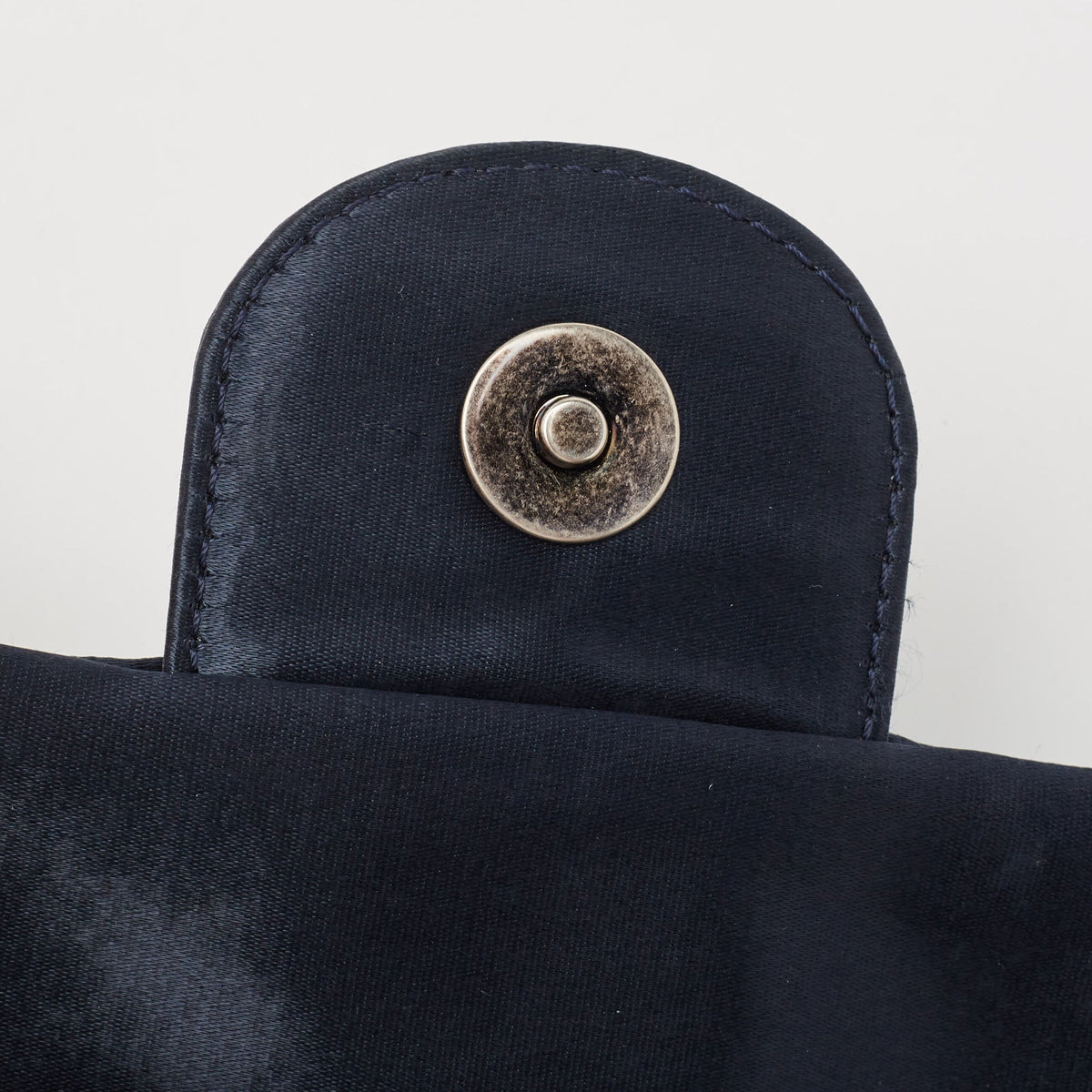 CHANEL Navy Blue Quilted Satin Medium Classic Single Flap Bag