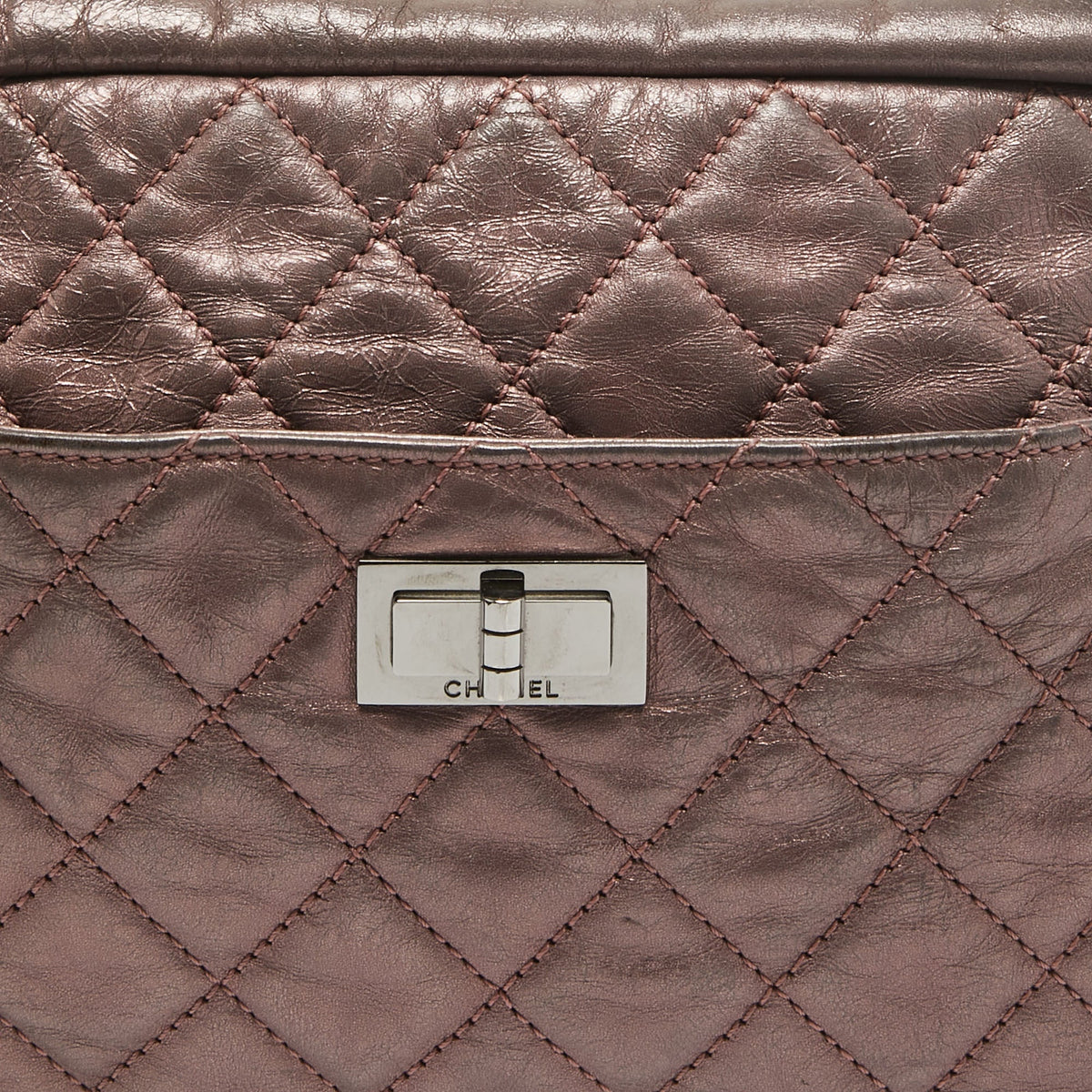 CHANEL Metallic Pink Quilted Leather Reissue 2.55 Camera Bag