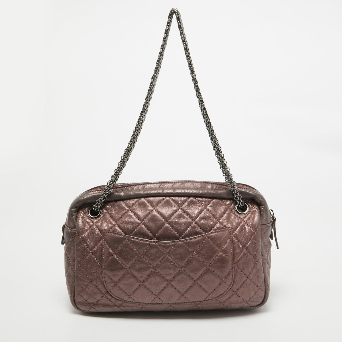 CHANEL Metallic Pink Quilted Leather Reissue 2.55 Camera Bag