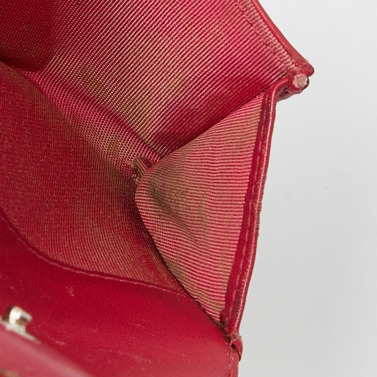CHANEL Red Patent Leather CC Compact Wallet