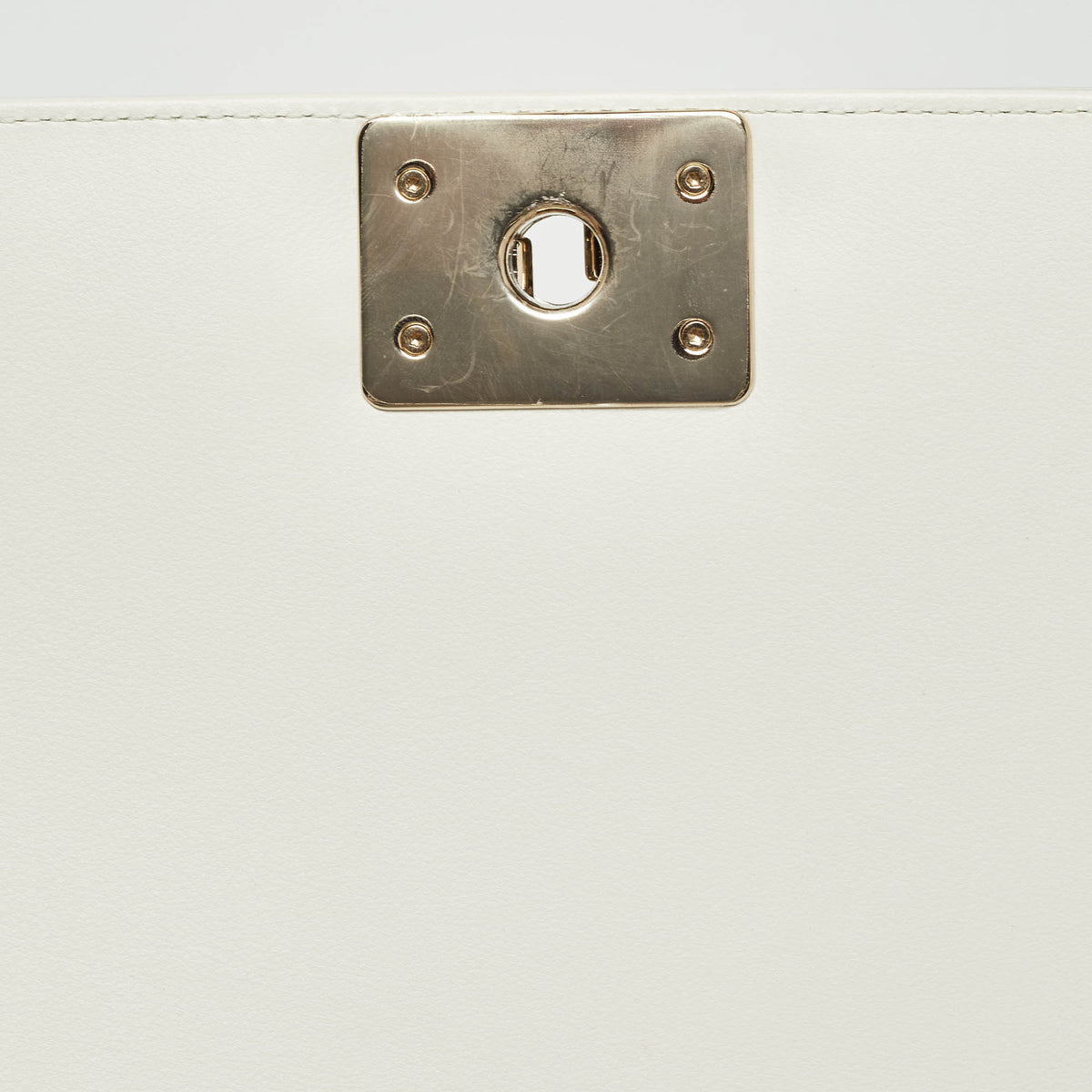 CHANEL White Pearl Embellished Leather Medium Boy Flap Bag