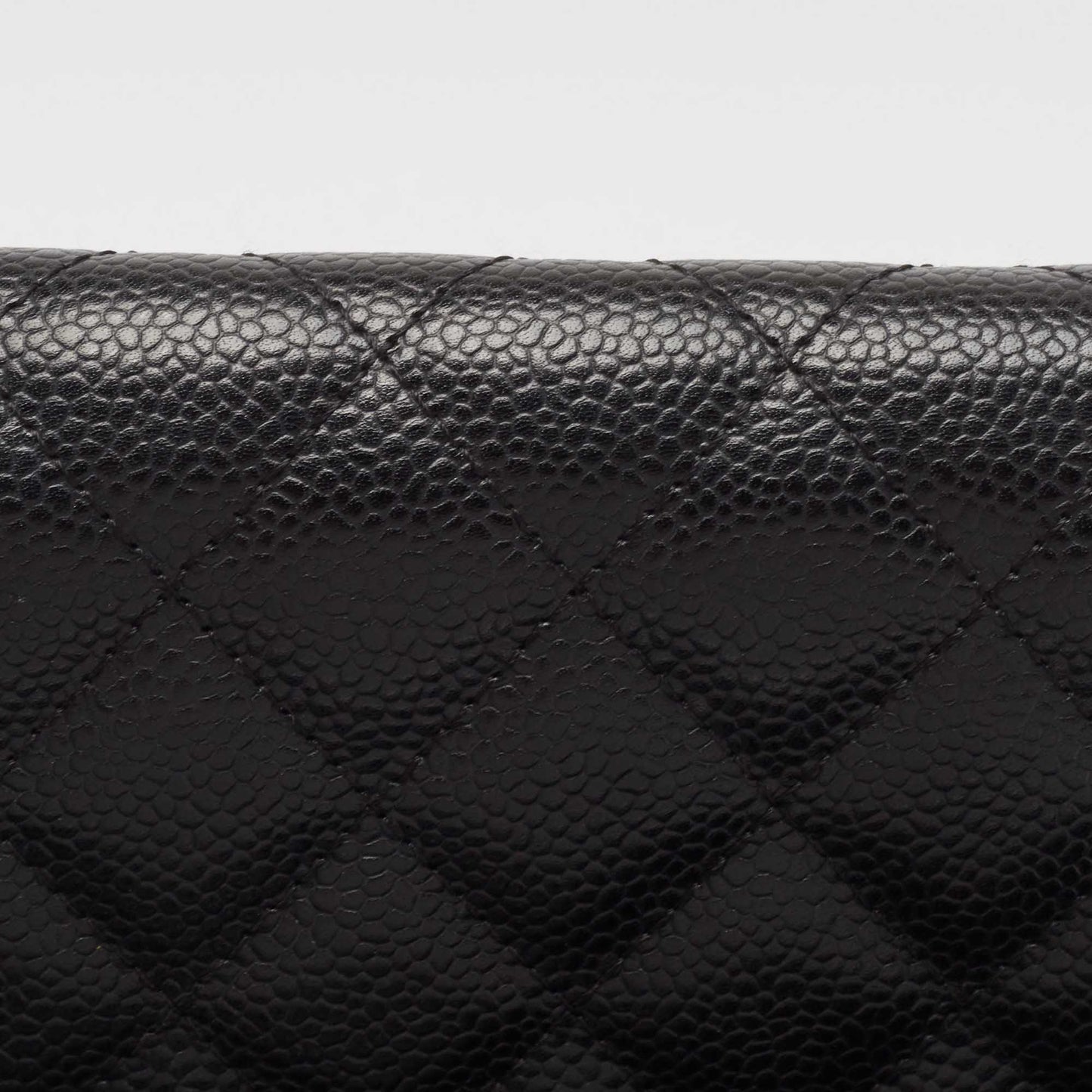 CHANEL Black Quilted Caviar Leather L Yen Continental Wallet