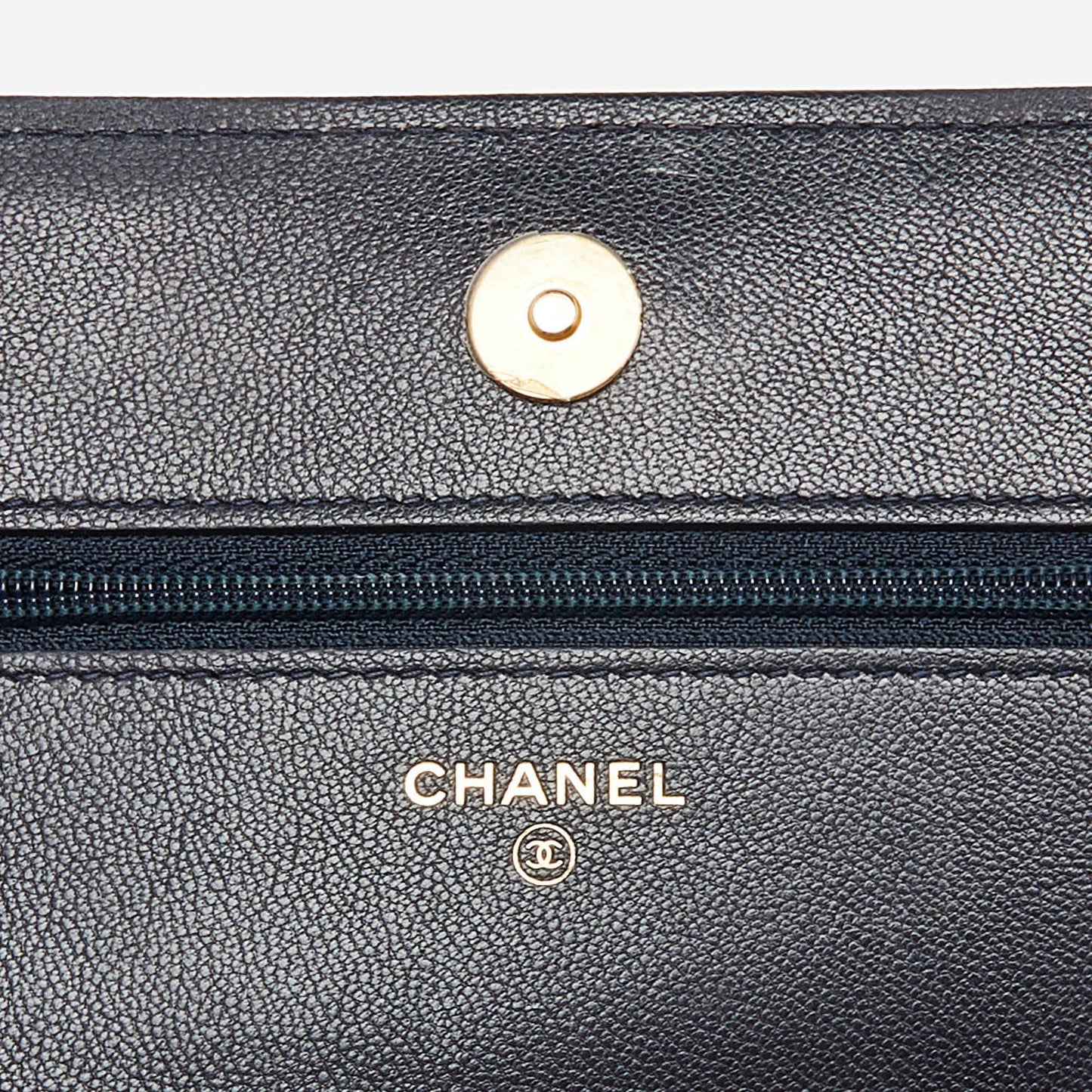 CHANEL Blue Quilted Leather 19 Chain Link Wallet on Chain