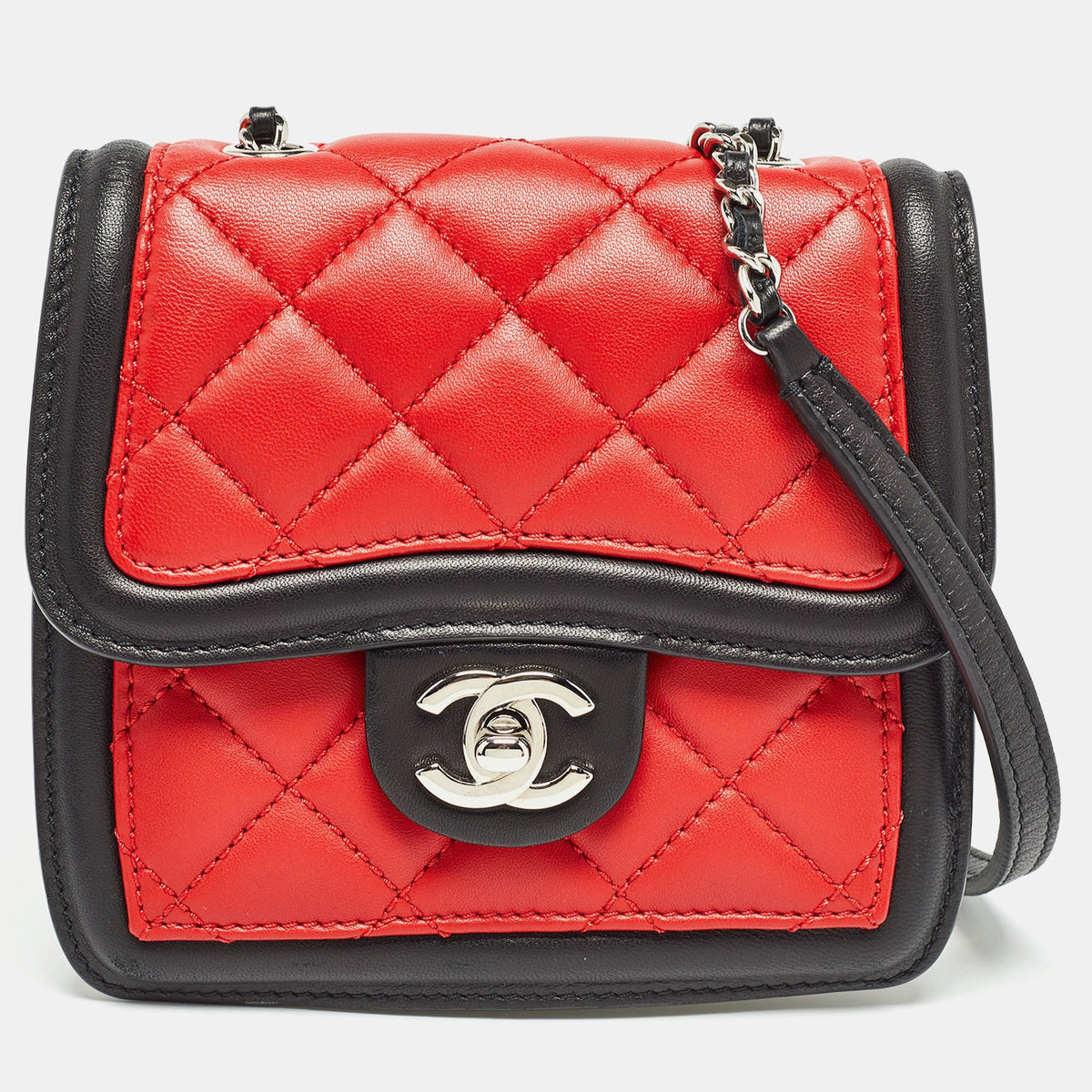 CHANEL Tricolor Quilted Leather Mini Graphic Flap Bag