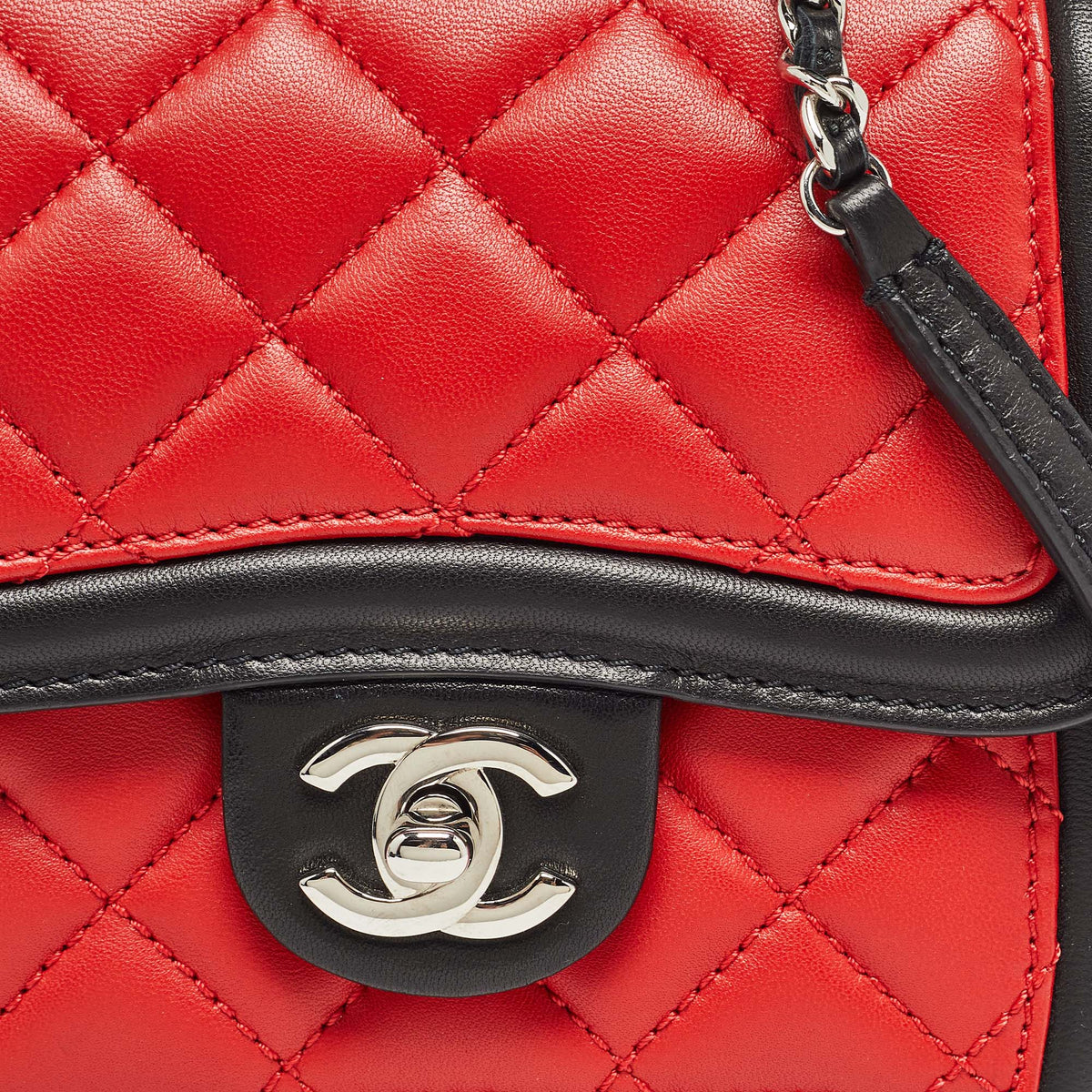 CHANEL Tricolor Quilted Leather Mini Graphic Flap Bag