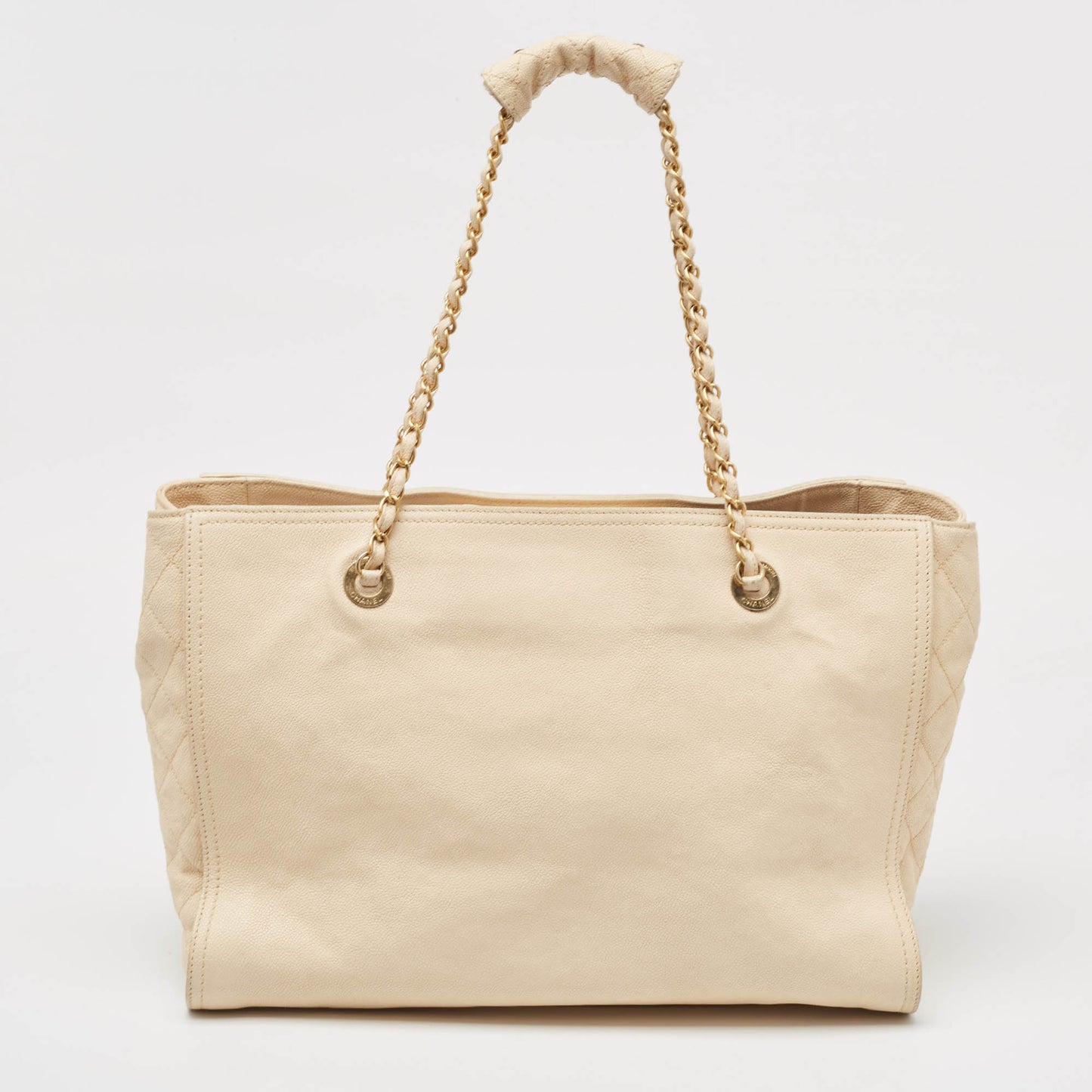 CHANEL Beige Caviar Leather Reissue Large Shopper Tote