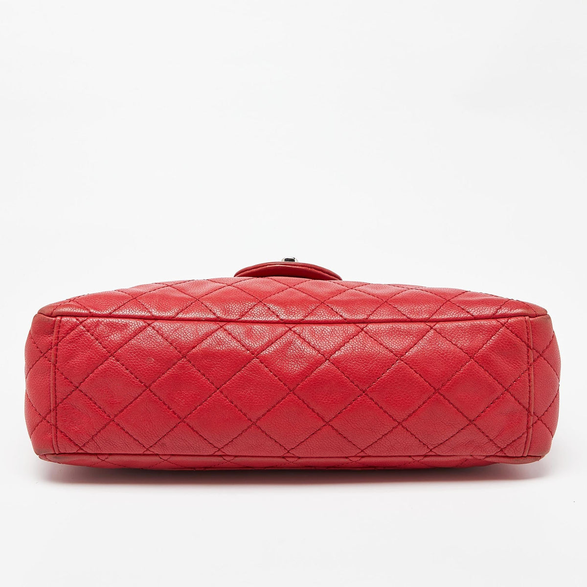 CHANEL Red Quilted Leather Maxi Classic Single Flap Bag