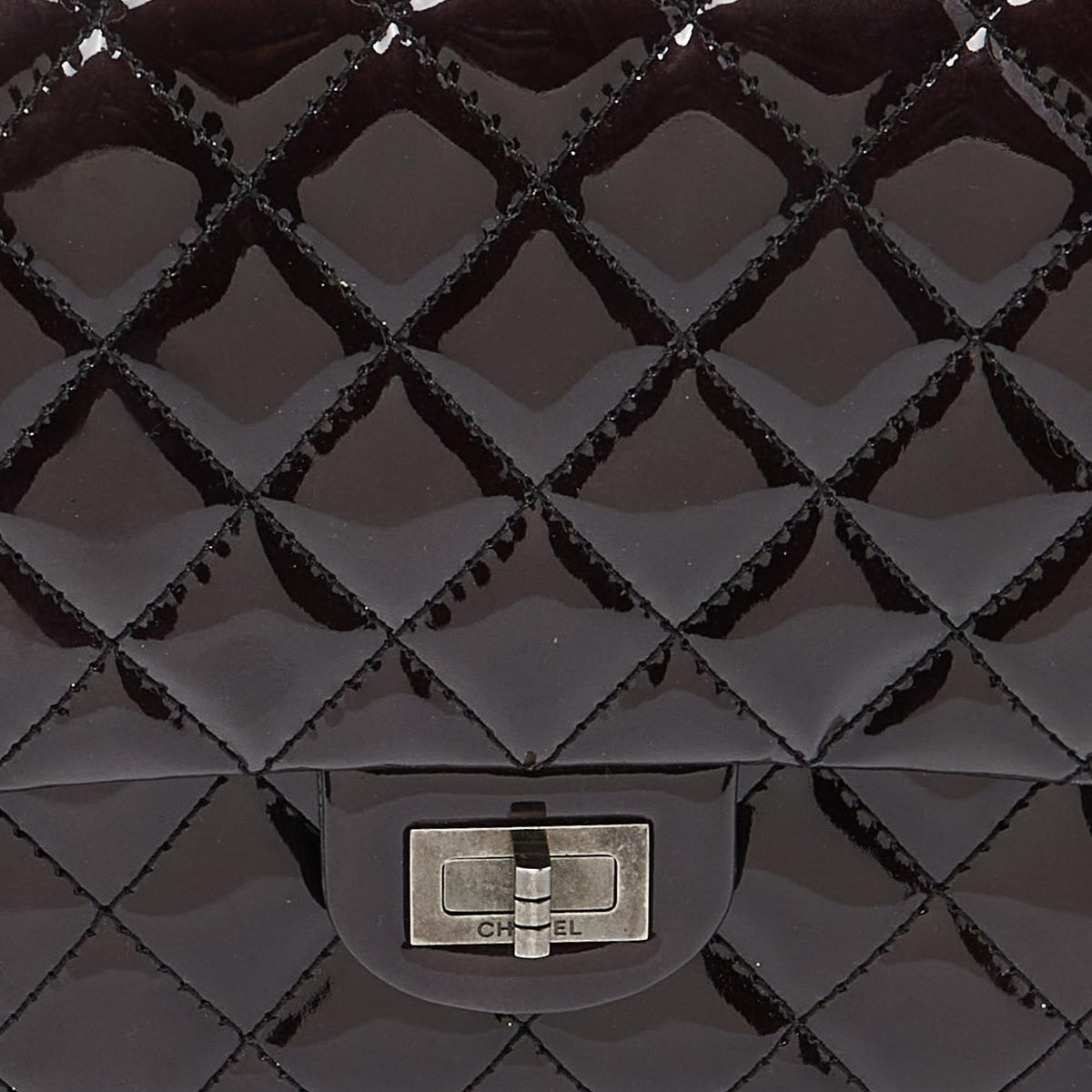 CHANEL Prune Quilted Patent Leather Classic 2.55 Reissue 226 Double Flap Bag