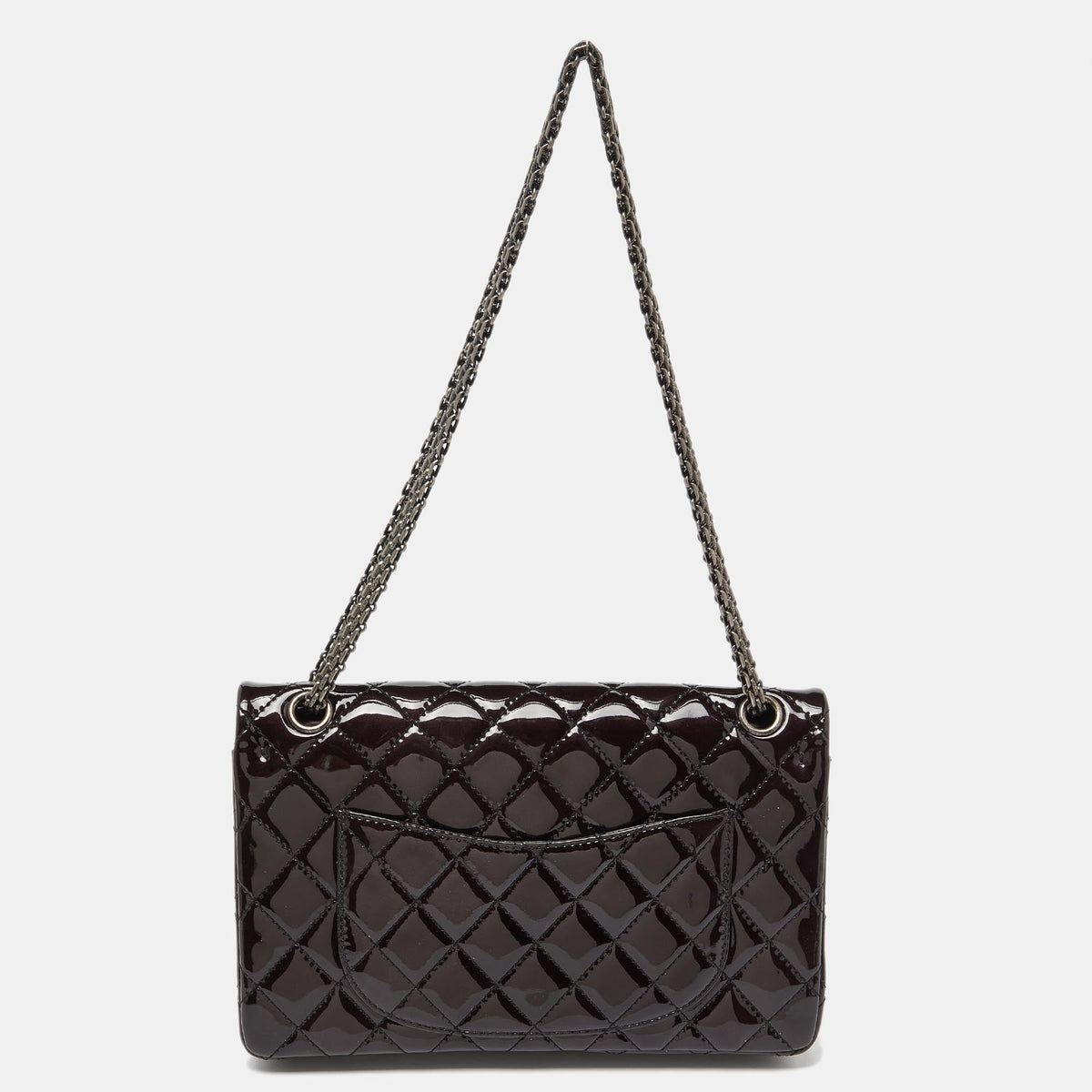 CHANEL Prune Quilted Patent Leather Classic 2.55 Reissue 226 Double Flap Bag