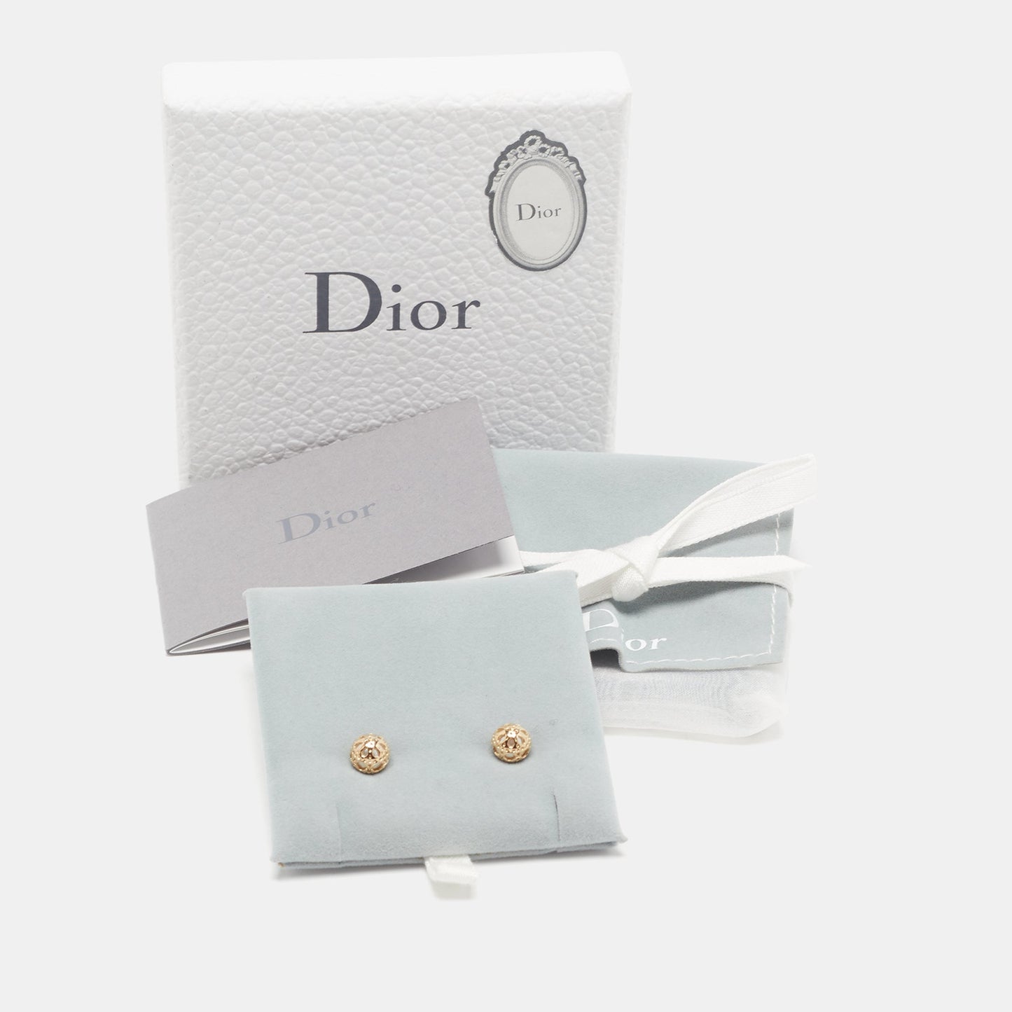 DIOR Cannage Faux Pearl Gold Tone Earrings