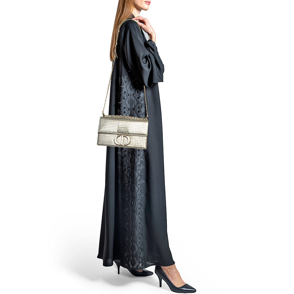 DIOR Pale Gold Micro Cannage Patent Leather 30 Montaigne Flap Chain Bag