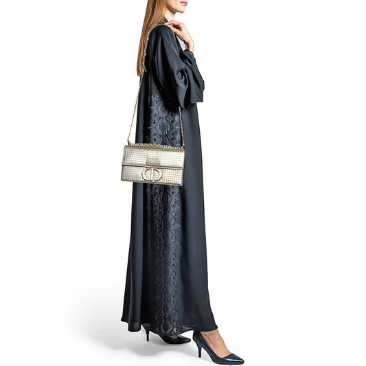 DIOR Pale Gold Micro Cannage Patent Leather 30 Montaigne Flap Chain Bag