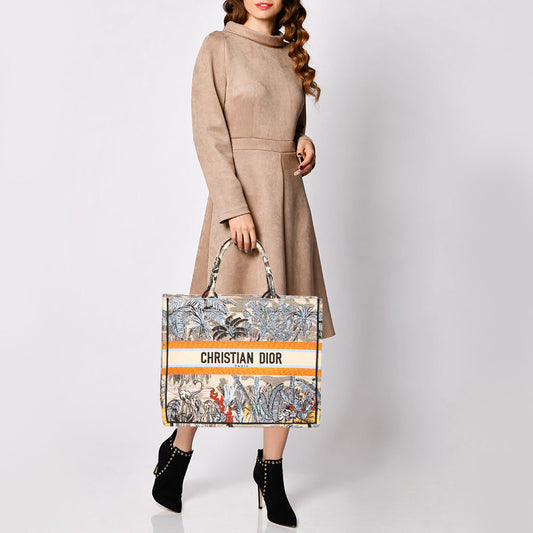 DIOR Multicolor Toile De Jouy Tropicalia Embroidered Canvas Large Book Tote