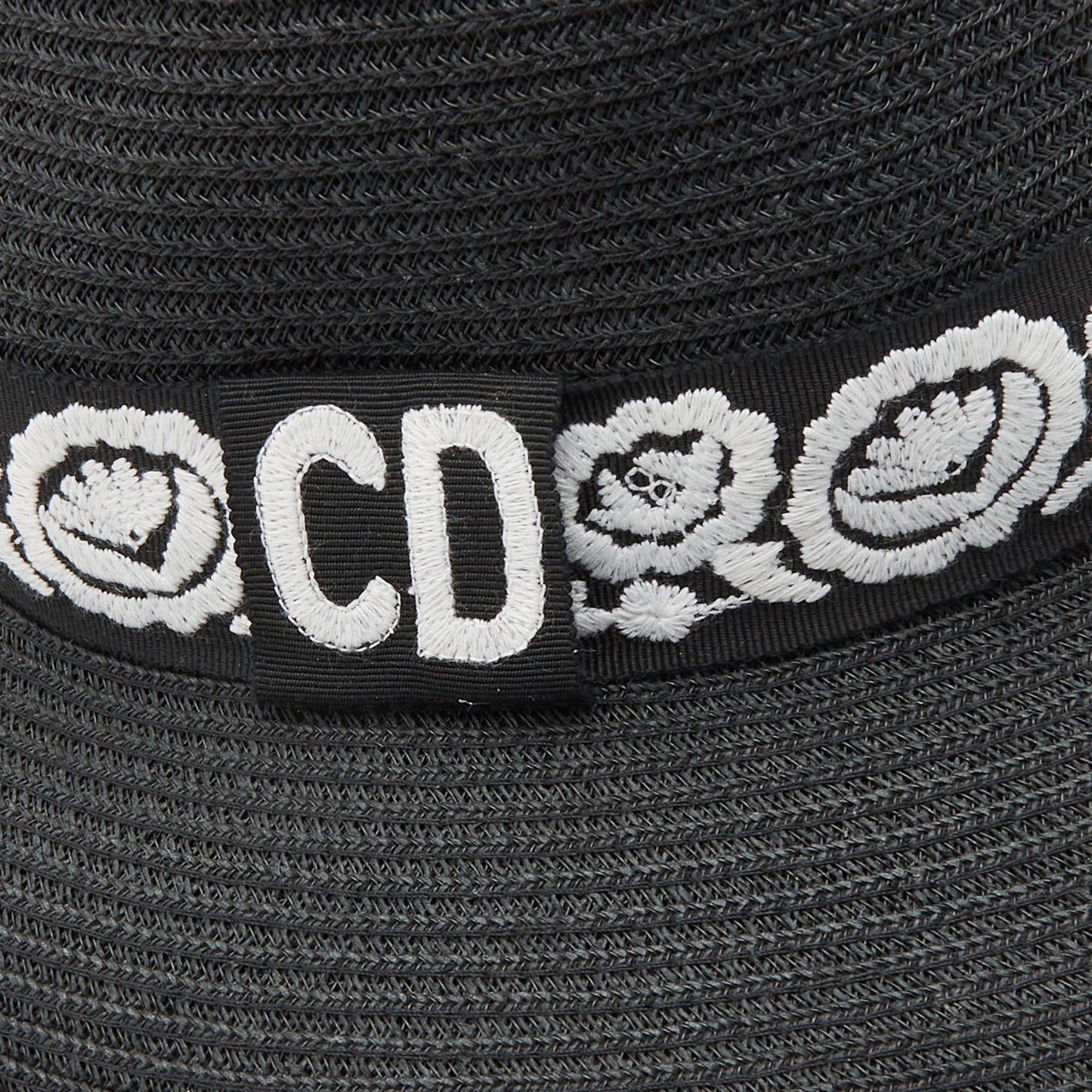 DIORChristian  Black Straw Daytime Roses Hat
