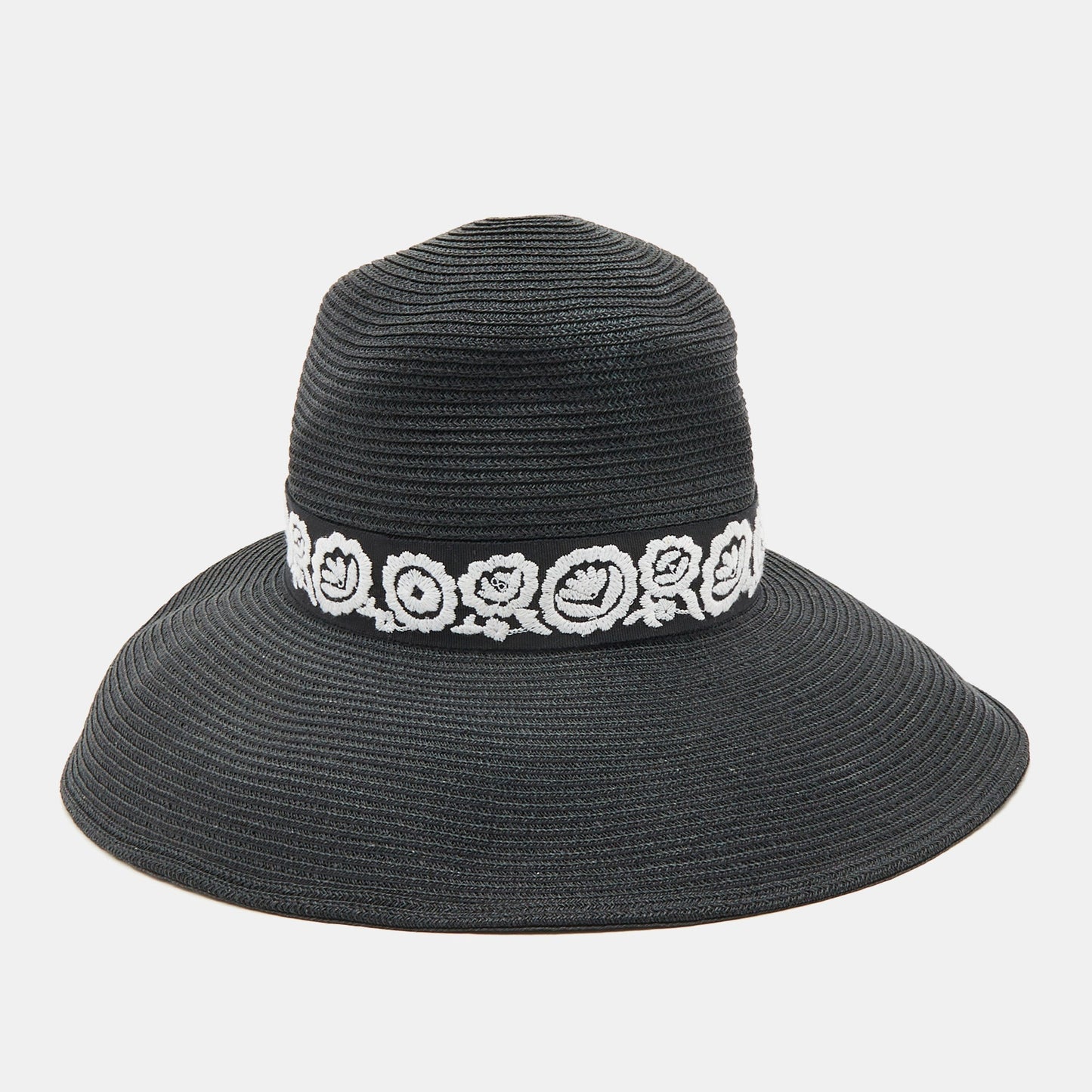 DIORChristian  Black Straw Daytime Roses Hat
