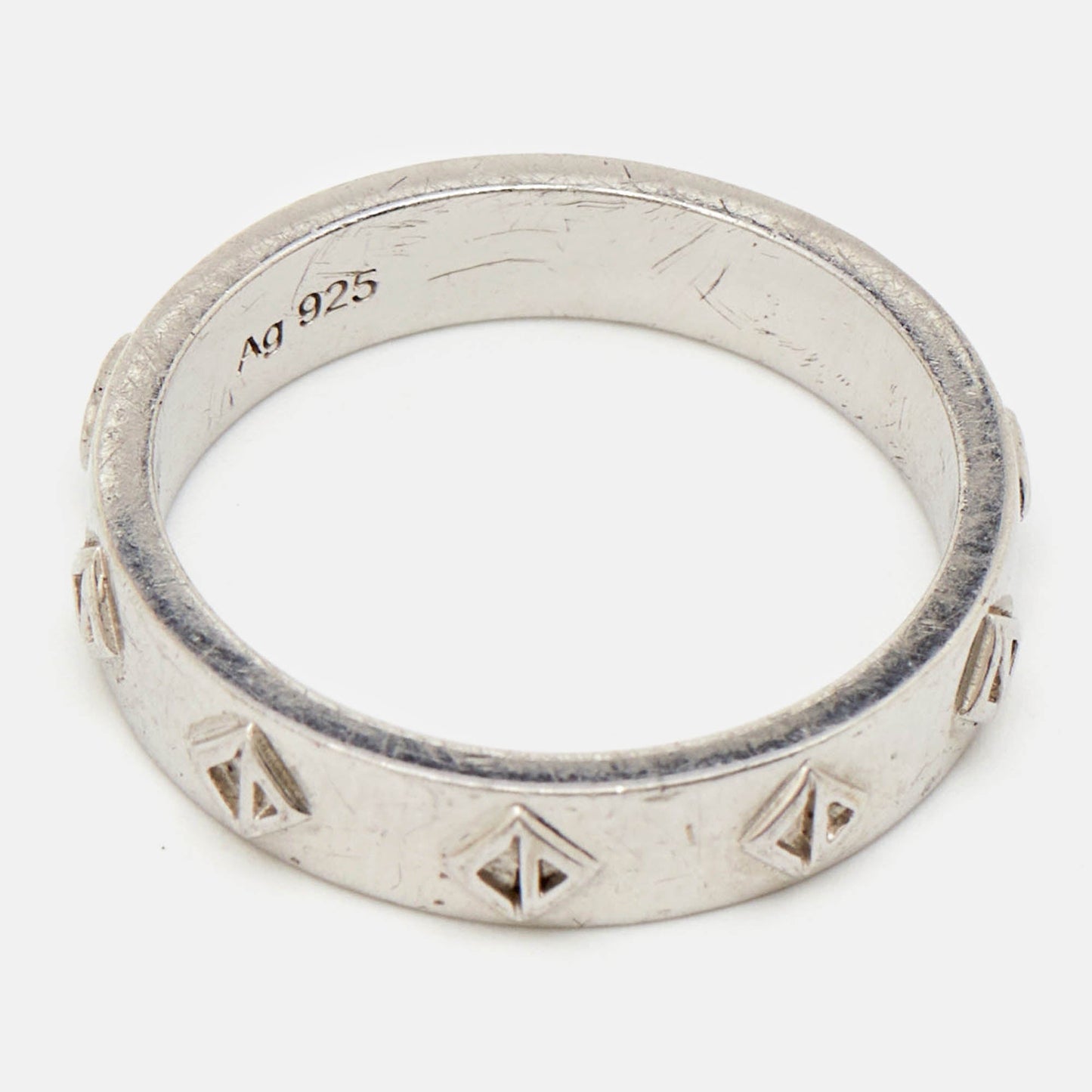 DIOR CD Diamond Sterling Silver Ring Size 58