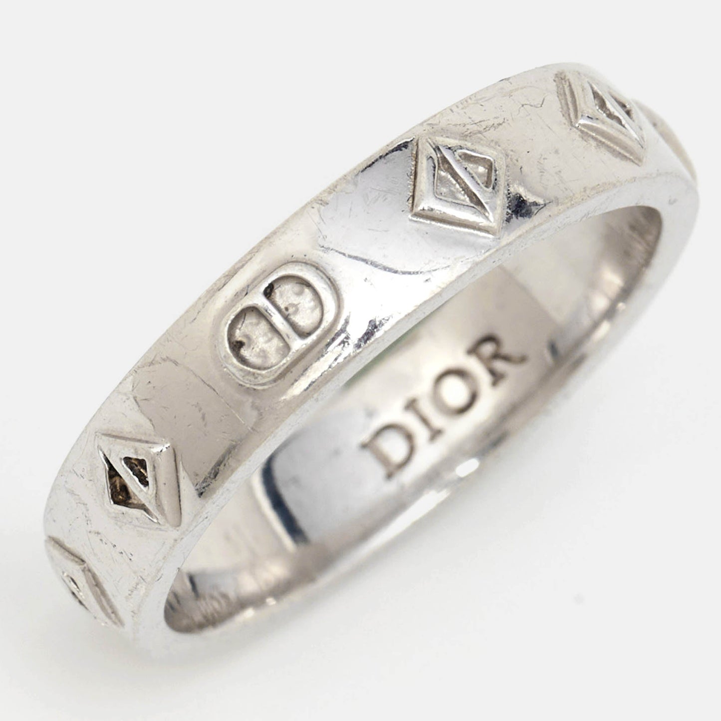 DIOR CD Diamond Sterling Silver Ring Size 58