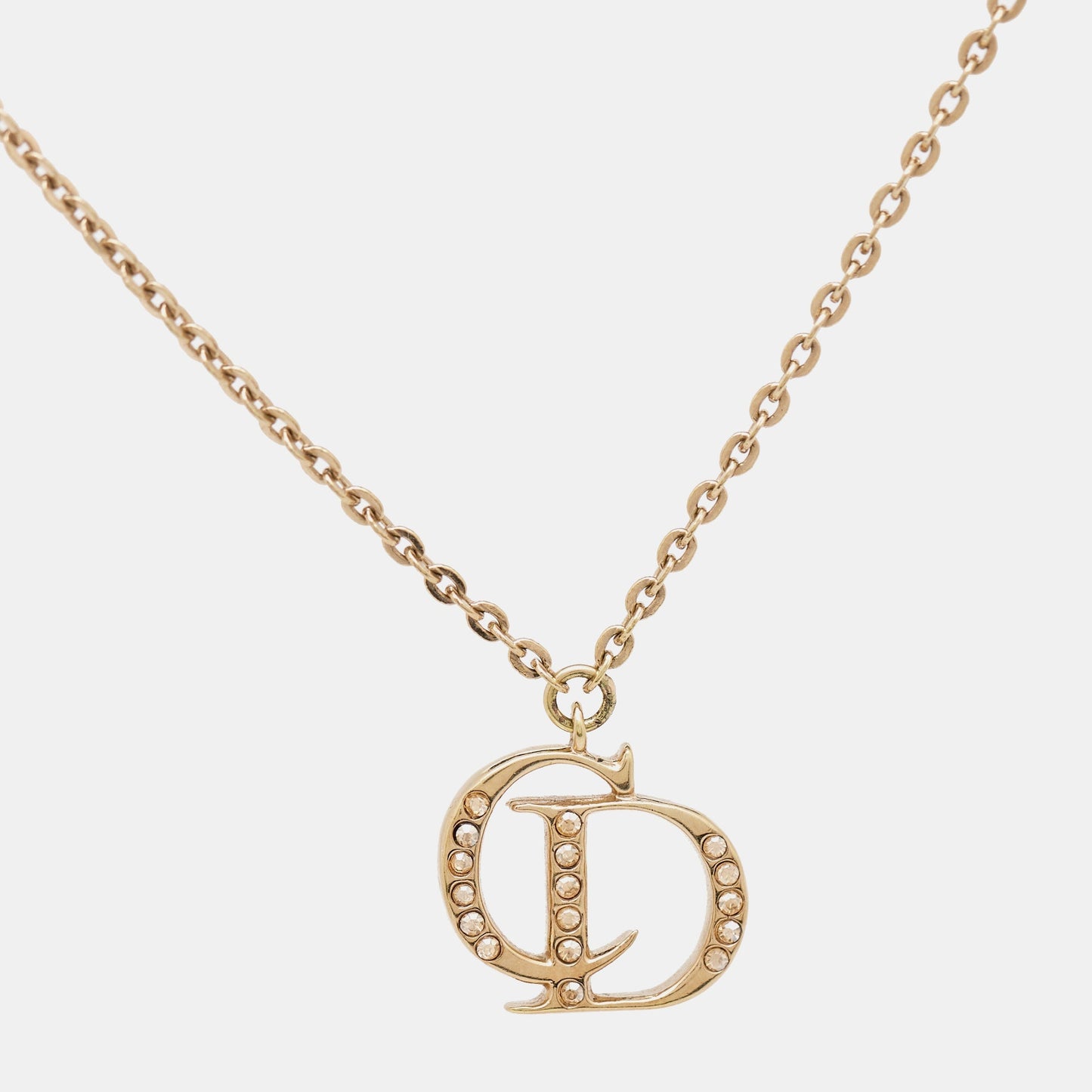 DIOR CD Crystal Charm Gold Tone Bracelet