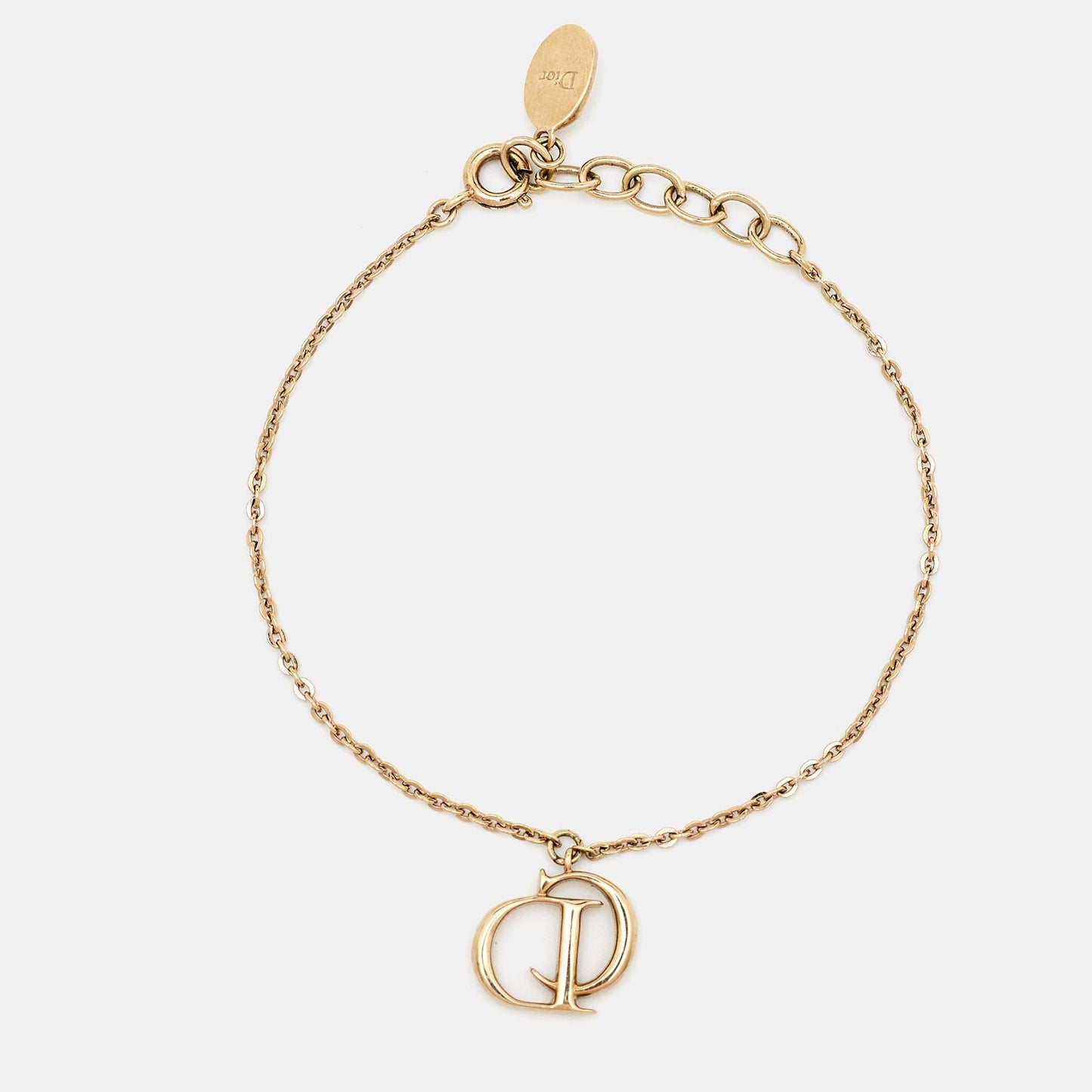 DIOR CD Crystal Charm Gold Tone Bracelet