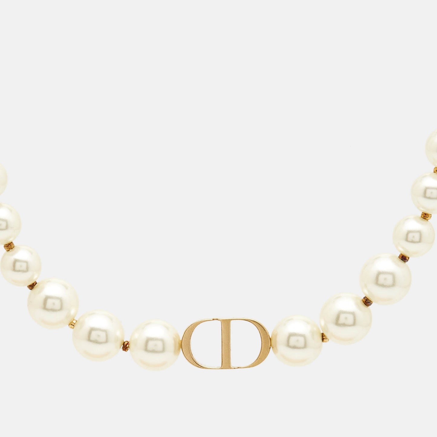 DIOR 30 Montaigne Faux Pearl Gold Tone Choker Necklace