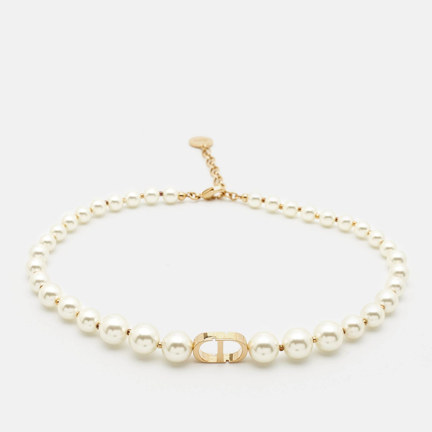 DIOR 30 Montaigne Faux Pearl Gold Tone Choker Necklace