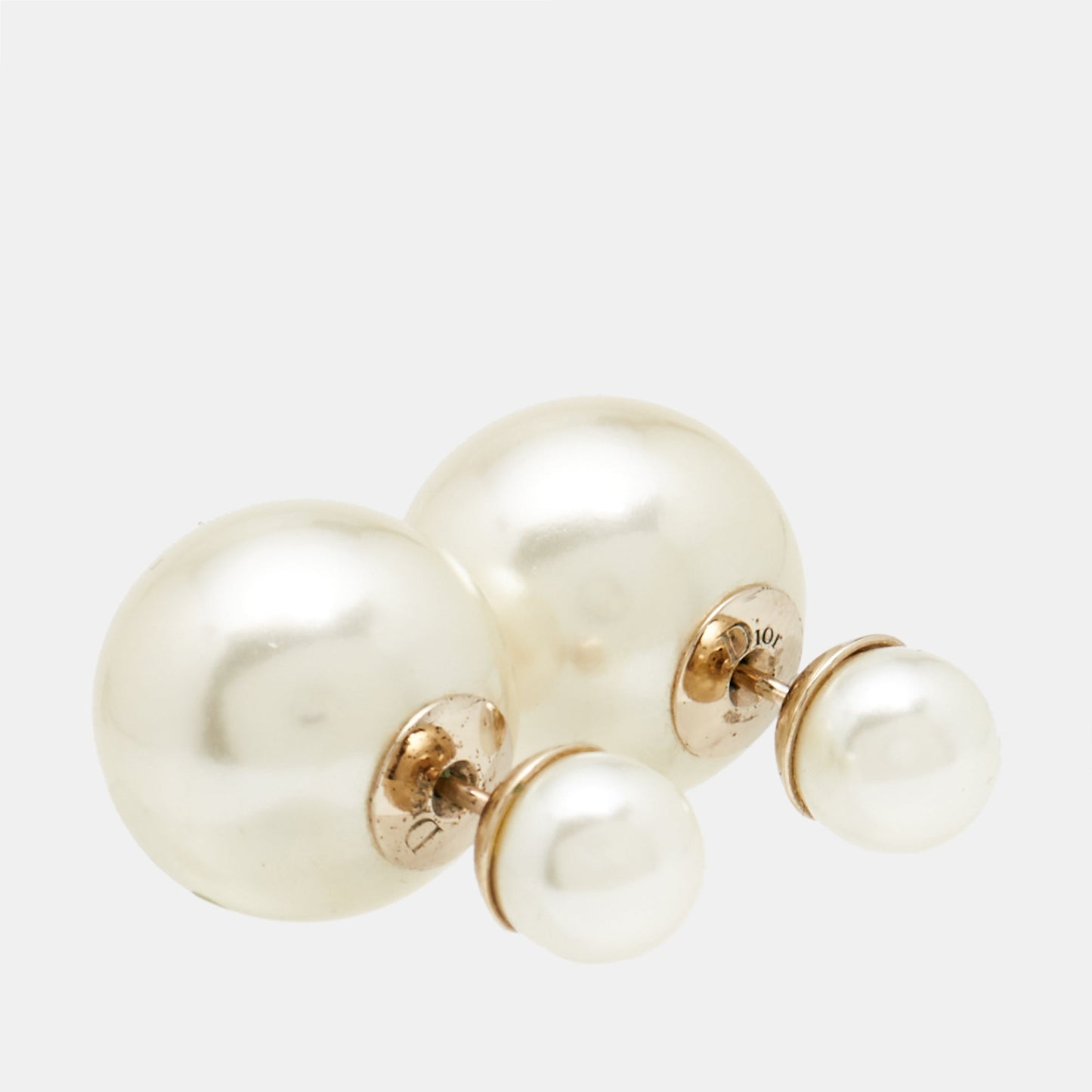 DIOR Tribales  Faux Pearl Gold Tone Metal Earrings