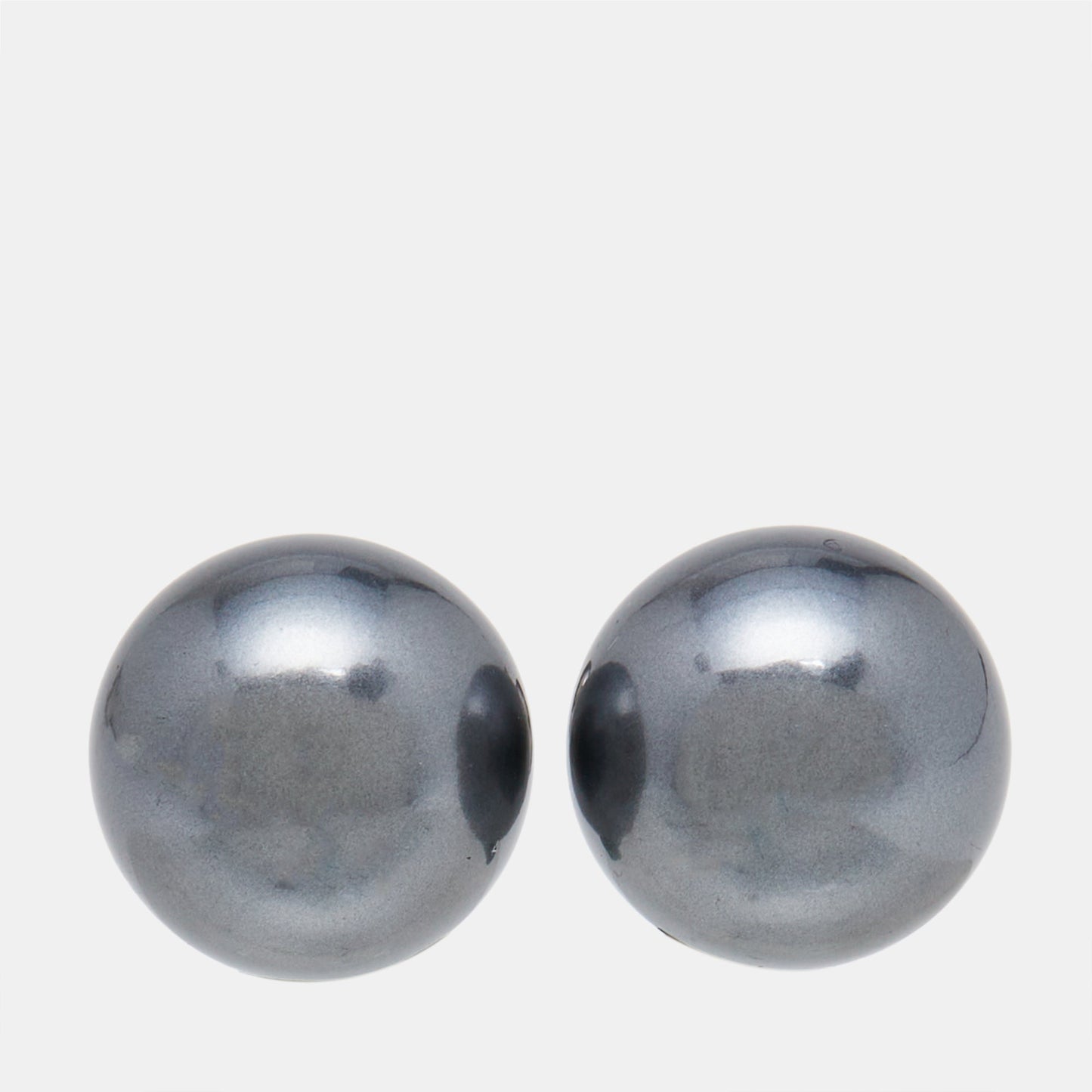 DIOR Mise en  Tribales Grey Faux Pearl Silver Tone Stud Earrings