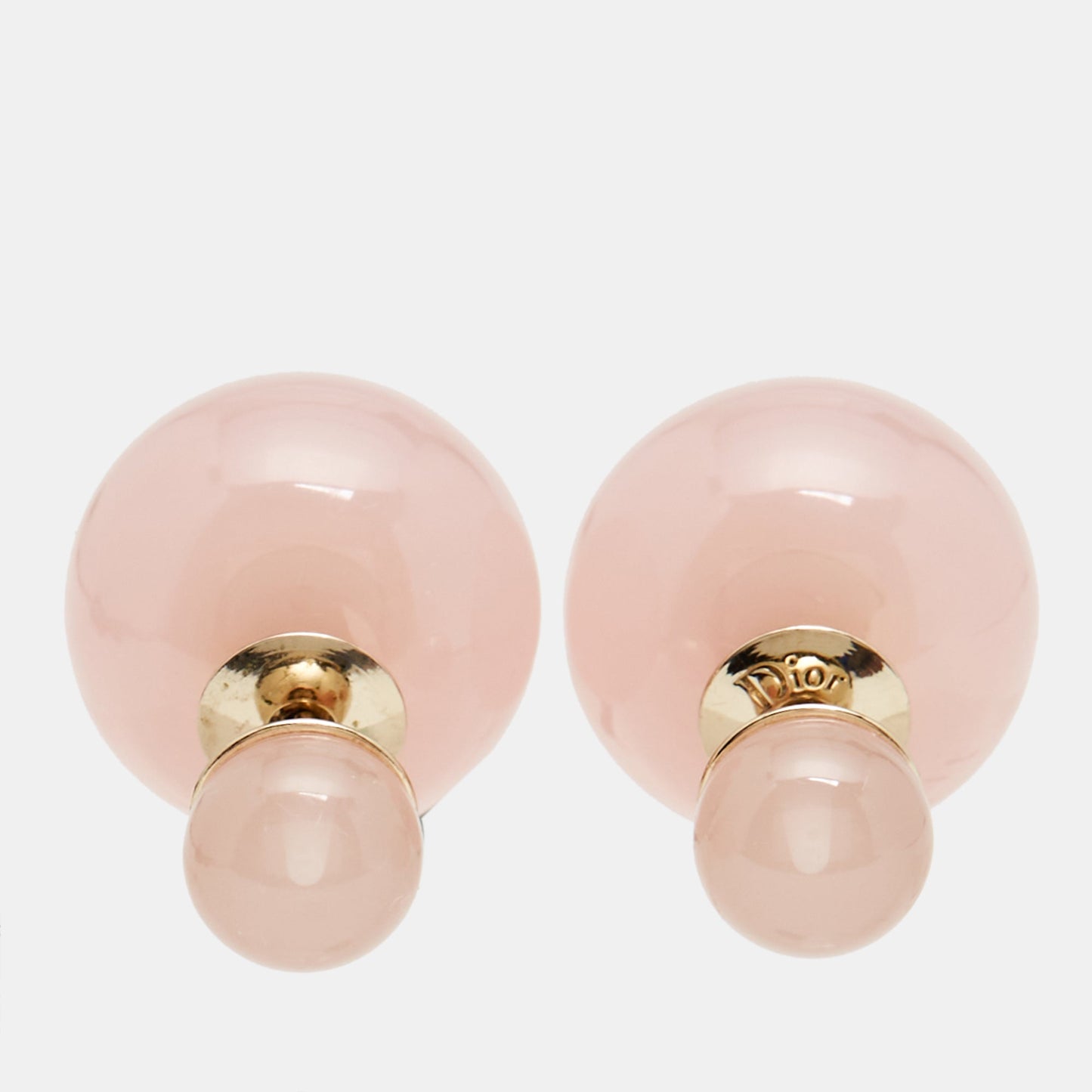 DIOR Tribales Pink Resin Gold Tone Stud Earrings