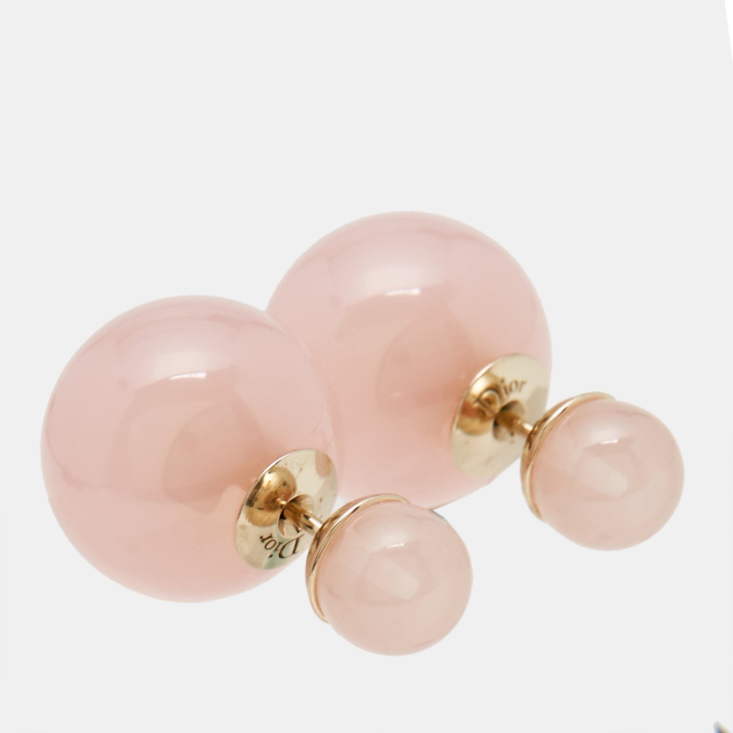 DIOR Tribales Pink Resin Gold Tone Stud Earrings