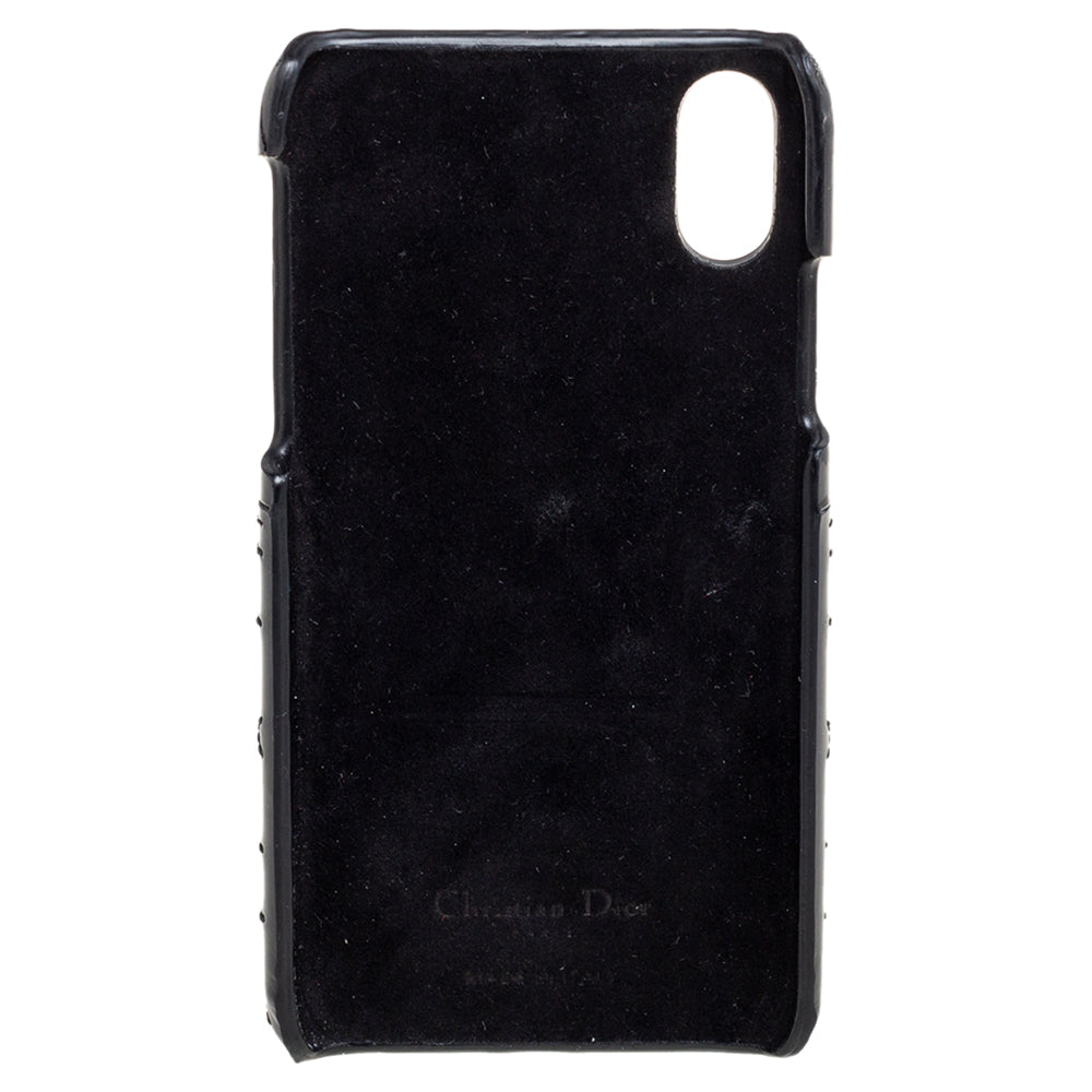 DIOR Black Cannage Patent Leather Lady  iPhone X/XS Case