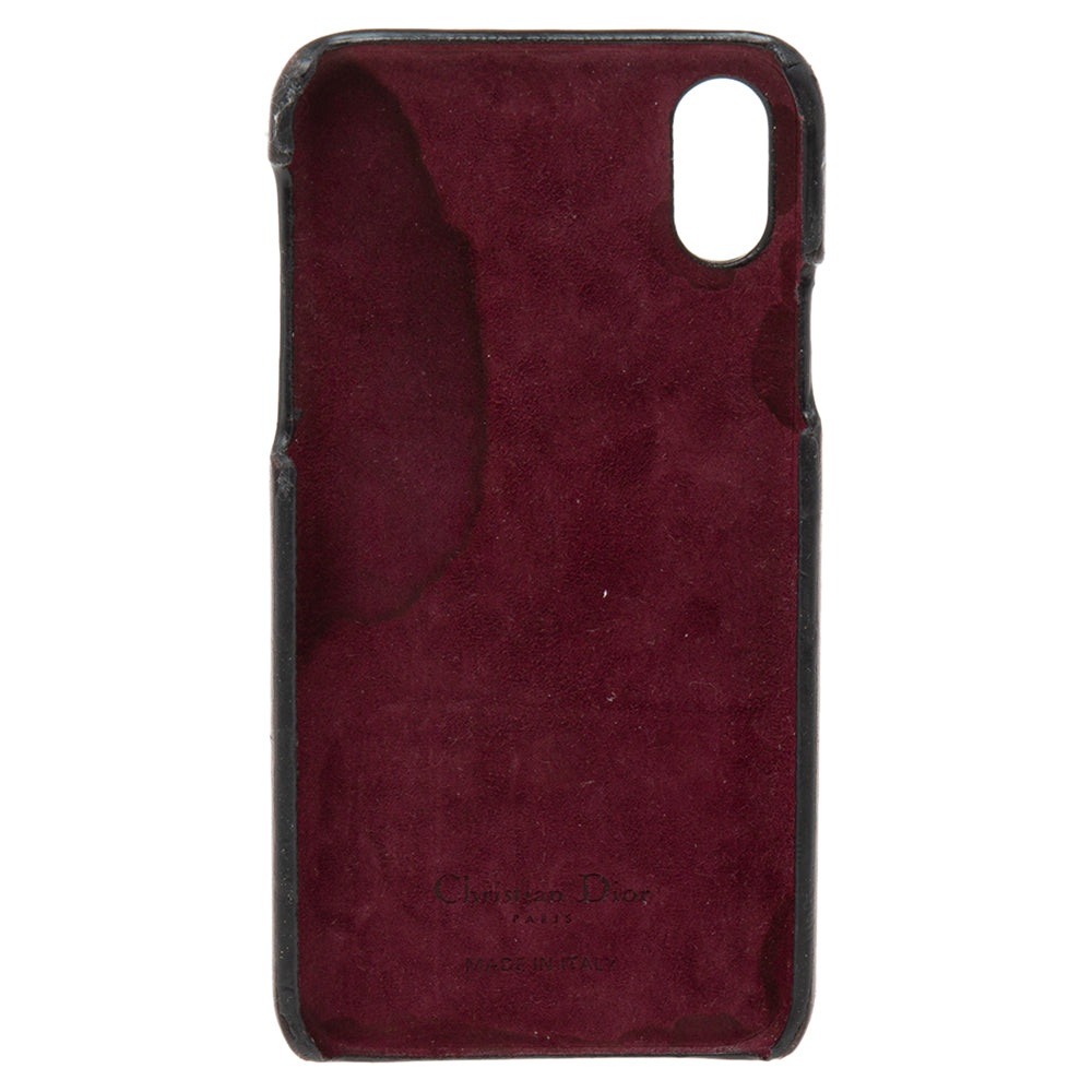 DIOR Burgundy Oblique Jacquard Canvas and Leather iPhone X Case