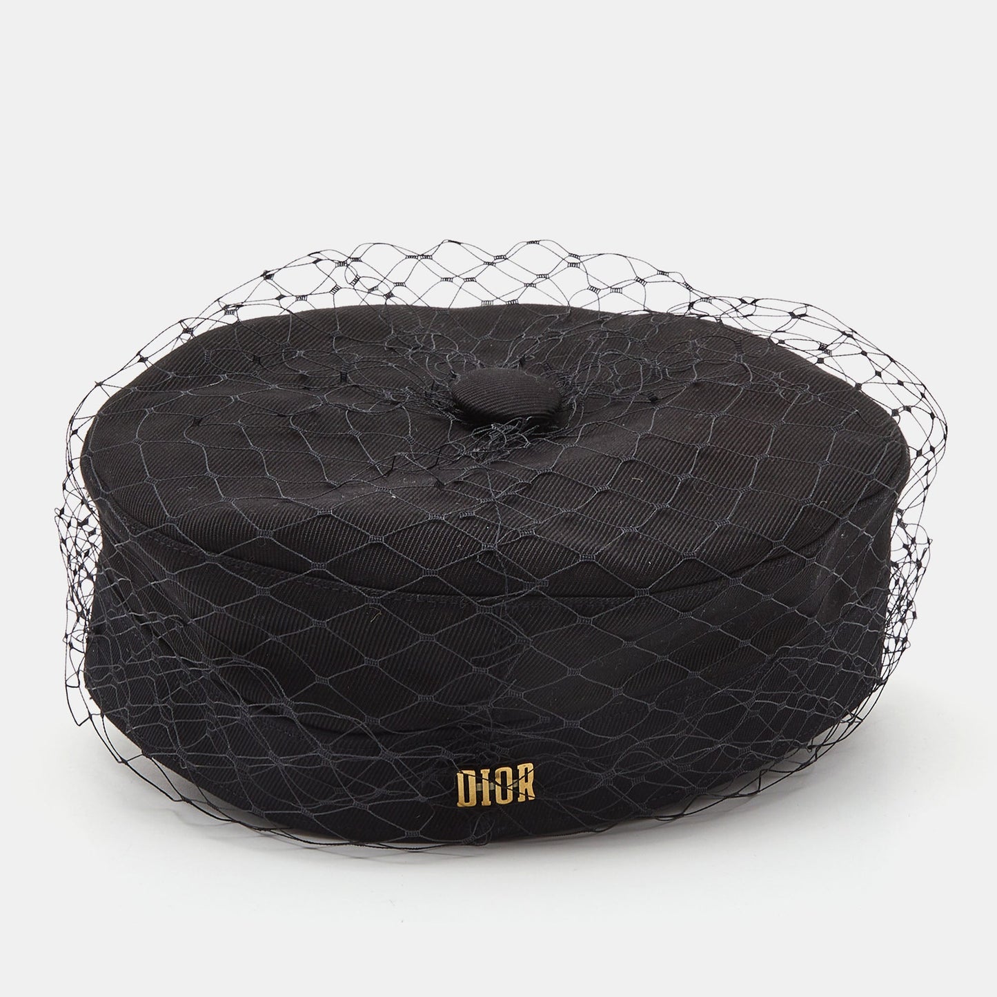 DIOR Black Cotton Arty Mesh Veil Newsboy Cap Size 58