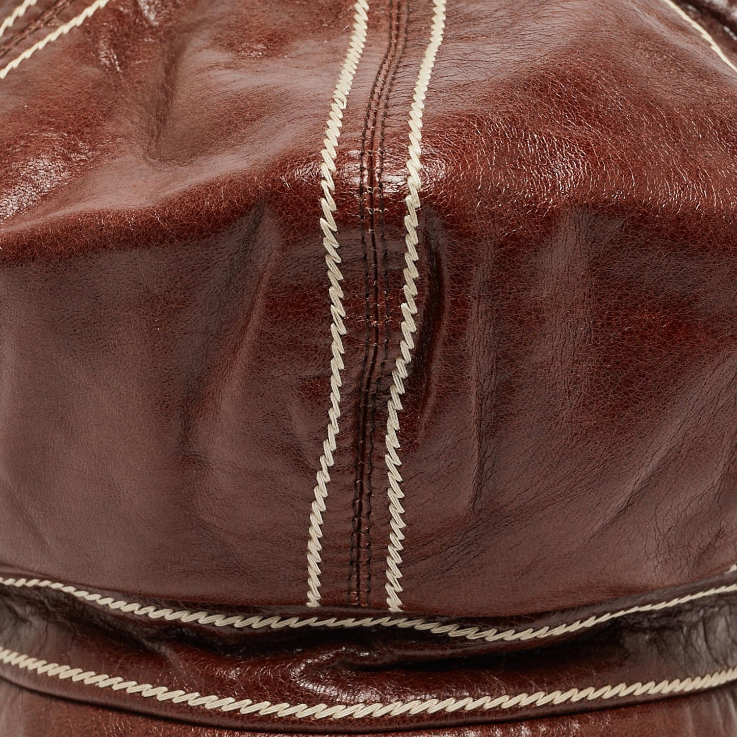 DIOR Brown Leather Newsboy Cap