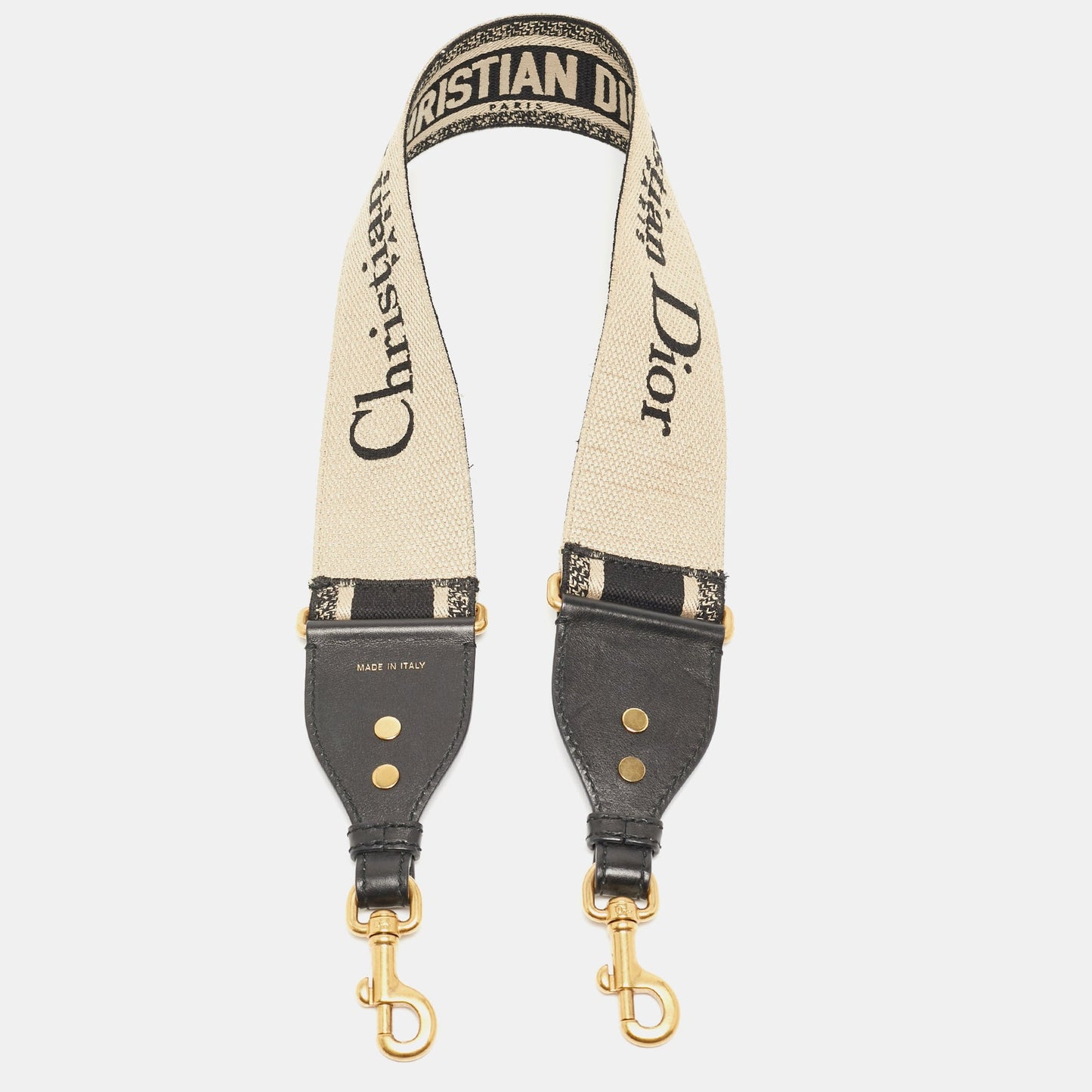 DIOR Black/Beige Canvas and Leather Shoulder Bag Strap