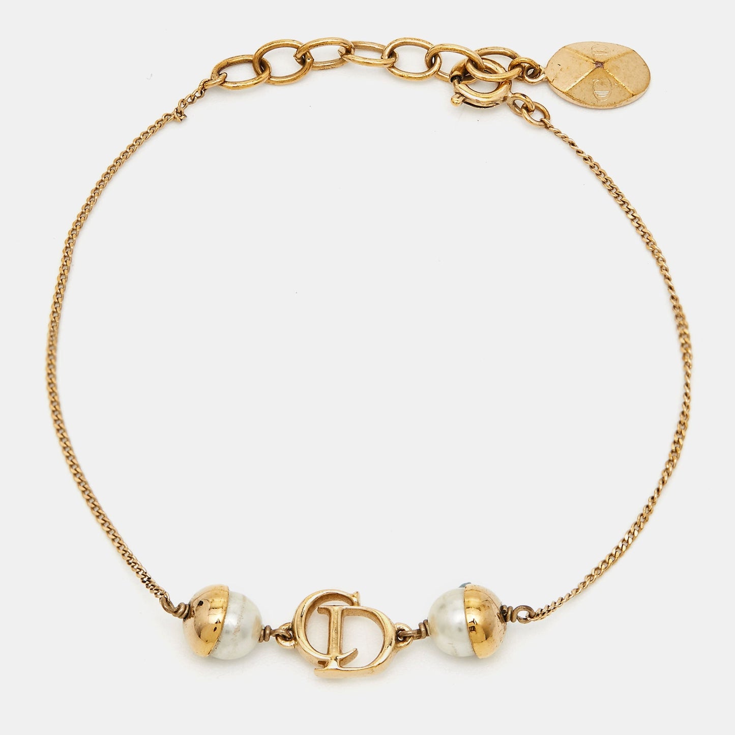 DIOR Mise en  Faux Pearl Gold Tone Bracelet