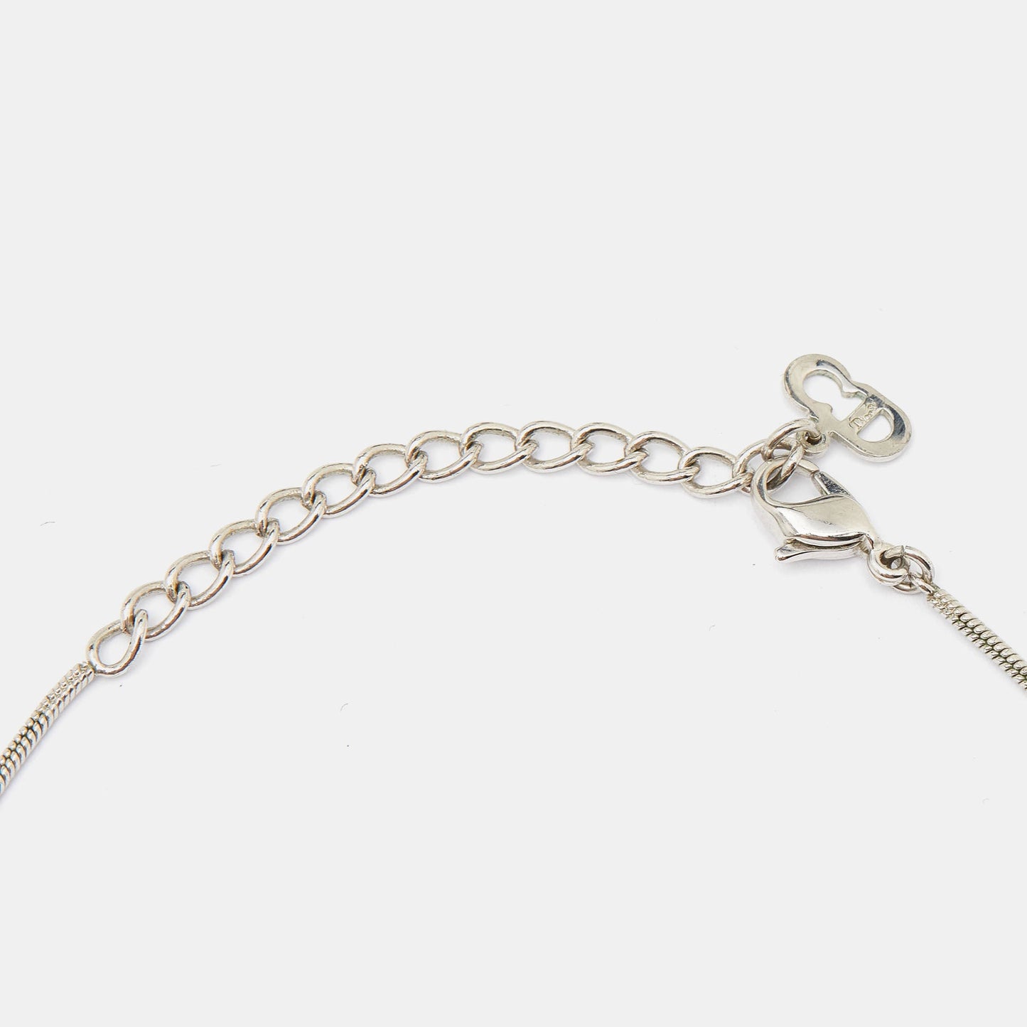 DIOR Silver Tone Blue Oblique Trotter Pendant Necklace