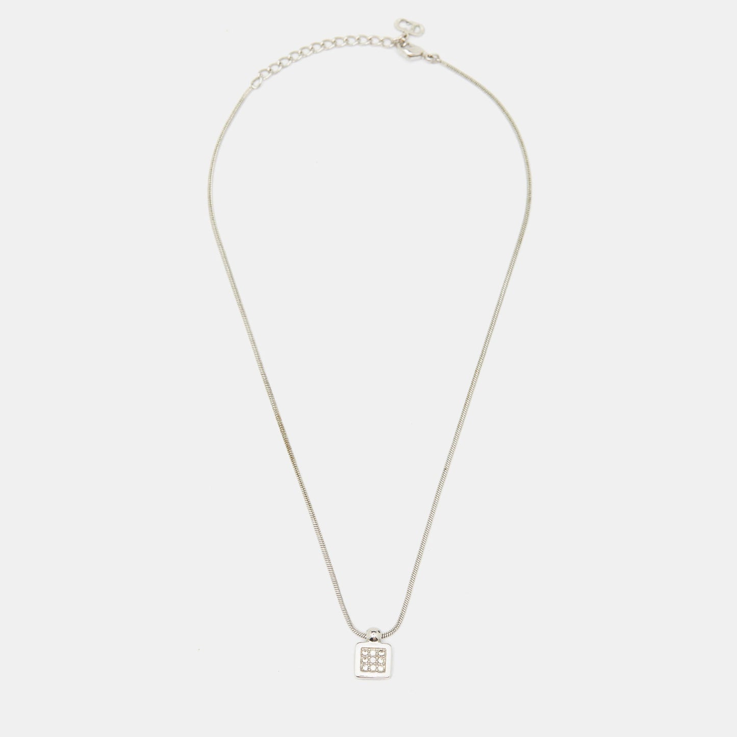 DIOR Silver Tone Blue Oblique Trotter Pendant Necklace