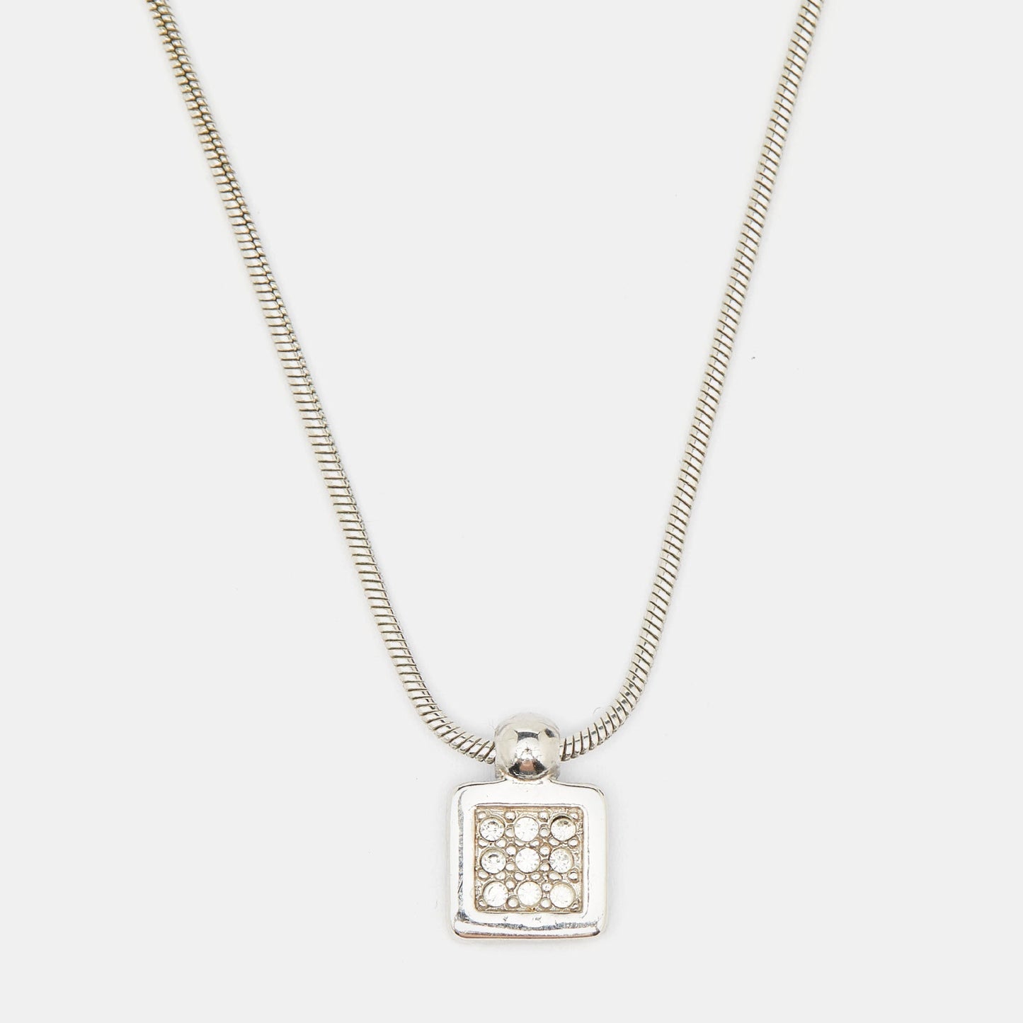 DIOR Silver Tone Blue Oblique Trotter Pendant Necklace