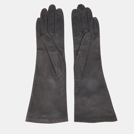 DIORChristian  Vintage Chevreau Black Leather Gloves Size 6