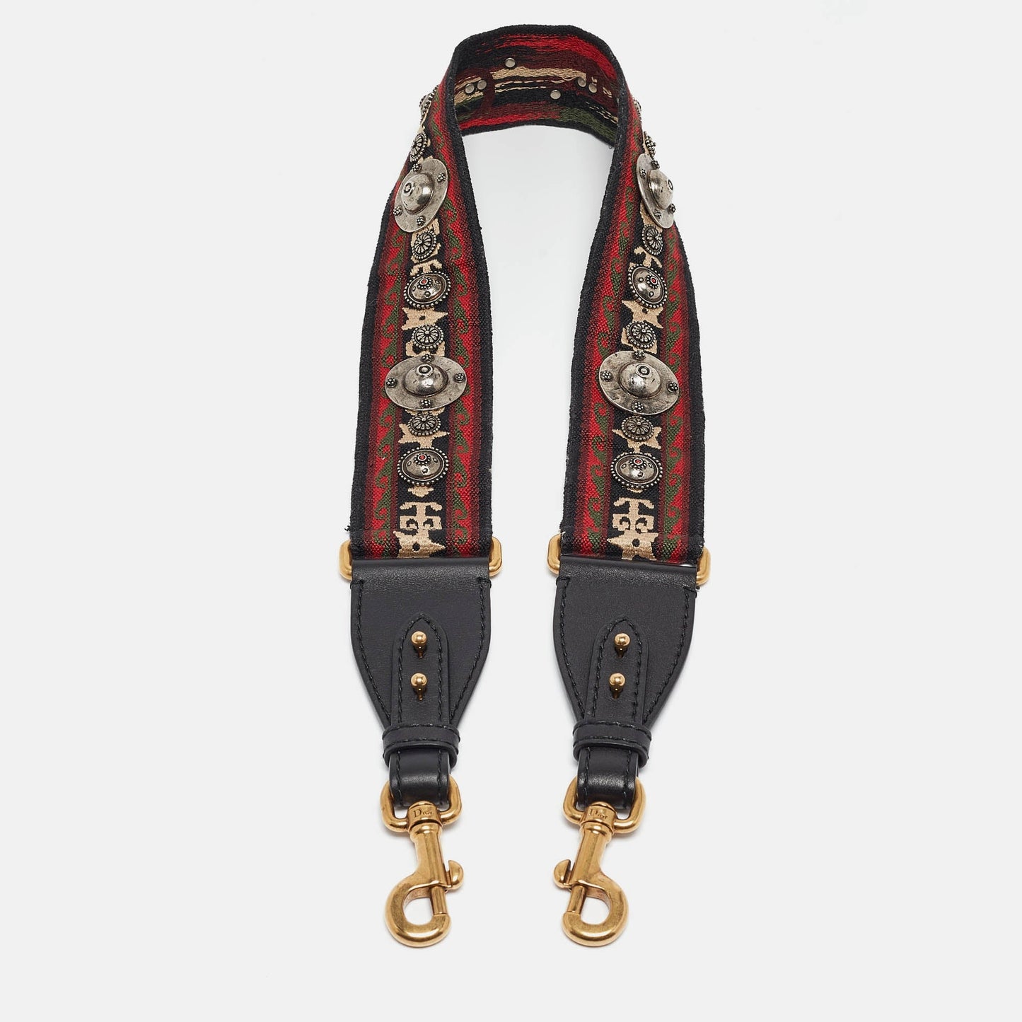 DIOR Multicolor Embroidered Canvas Studded Shoulder Bag Strap