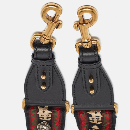 DIOR Multicolor Embroidered Canvas Studded Shoulder Bag Strap