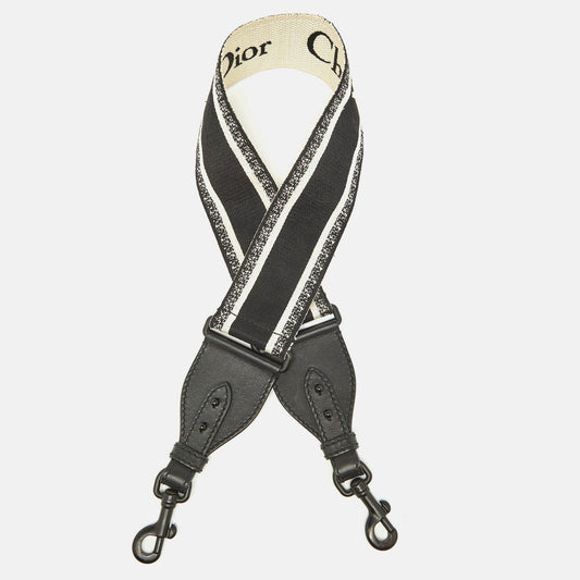 DIOR Black Logo Embroidered Canvas Book Shoulder Bag Strap