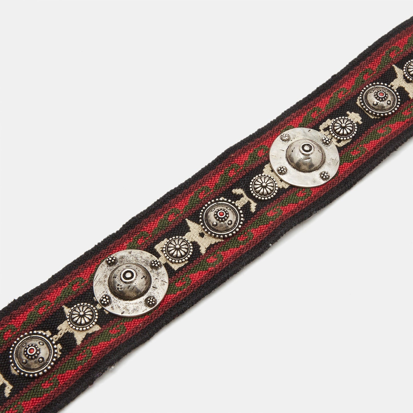 DIOR Multicolor Embroidered Canvas and Leather Embellished Shoulder Bag Strap