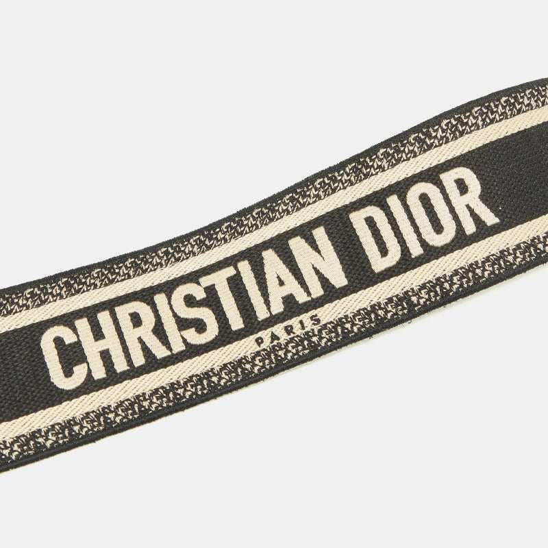 DIOR Black Logo Embroidered Canvas Book Shoulder Bag Strap