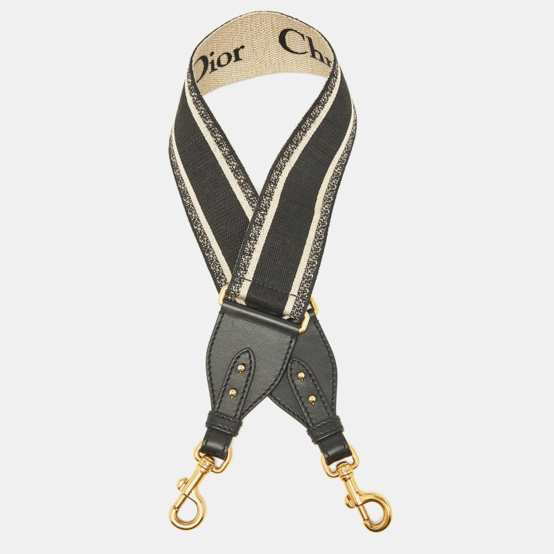 DIOR Black Logo Embroidered Canvas Book Shoulder Bag Strap