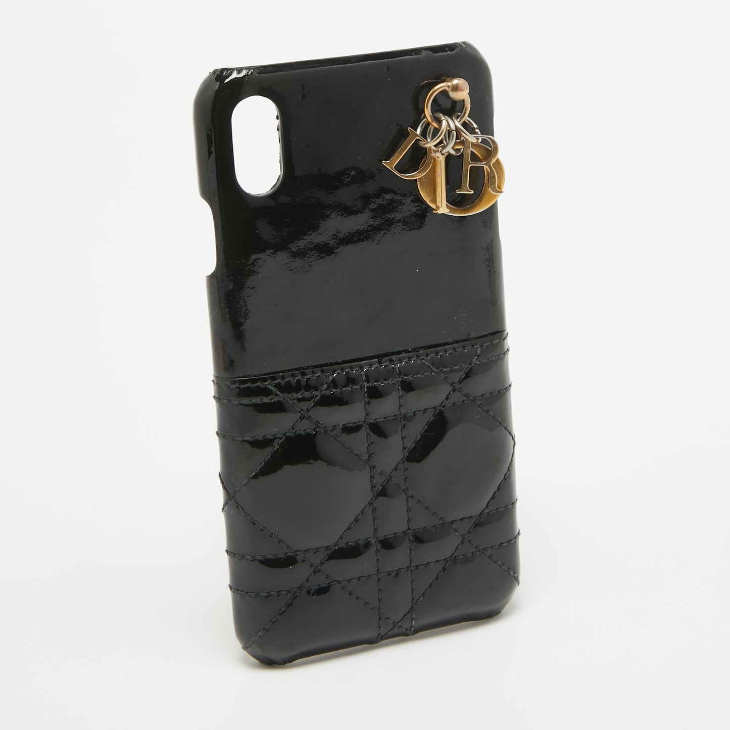 DIOR Black Cannage Patent Leather iPhone XS Max Cover