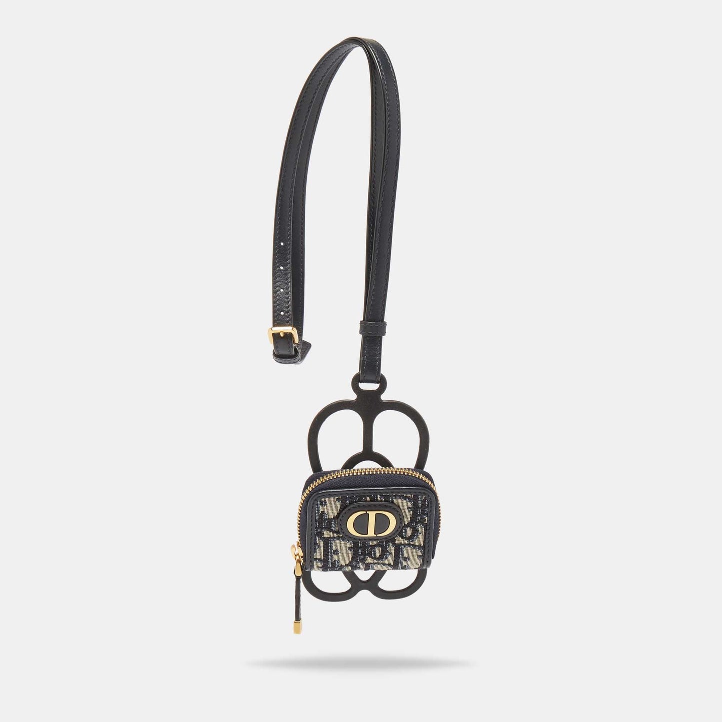 DIOR Black/Navy Blue Oblique Canvas and Rubber 30 Montaigne Phone Cover with Airpods Pro Case